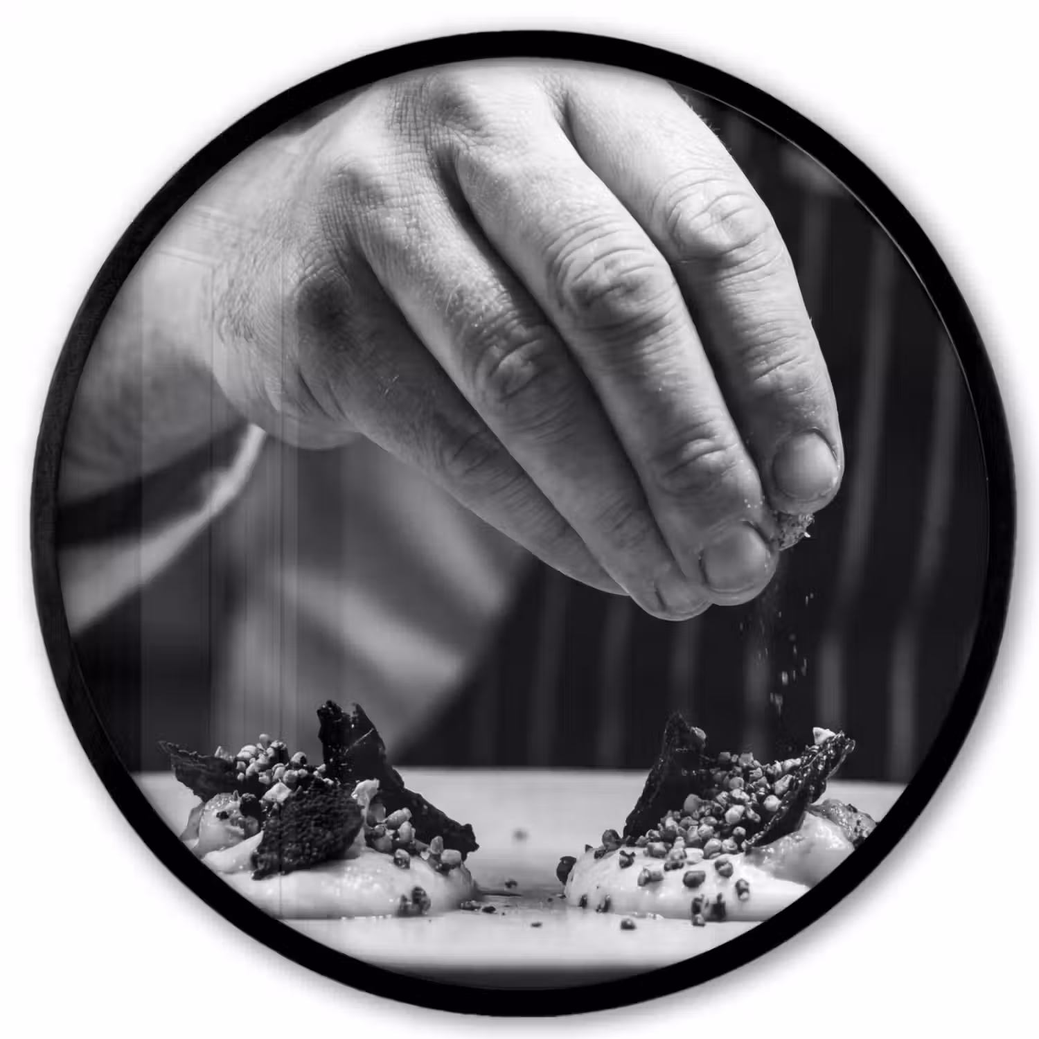 Chef - Garnering - Gerecht Fotolijst rond zonder passe partout klein -3d