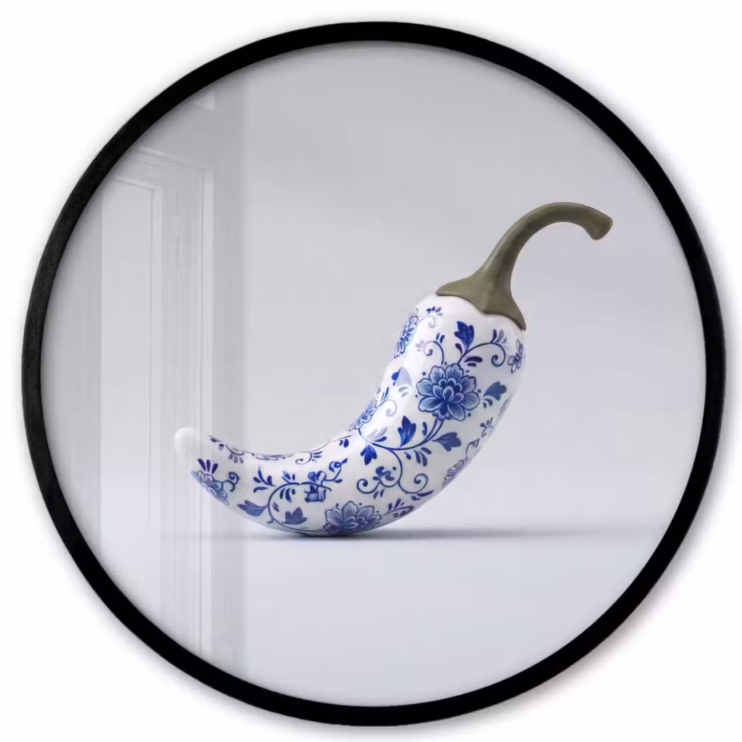 Chilipeper - Keramiek - Blauw Fotolijst rond zonder passe partout klein -3d