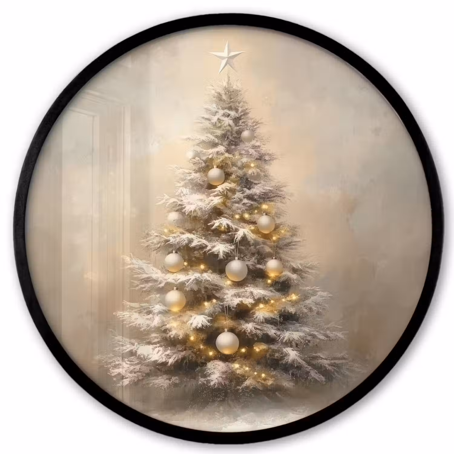 Kerst - kerstboom - Sneeuw - Art Fotolijst rond zonder passe partout klein -3d