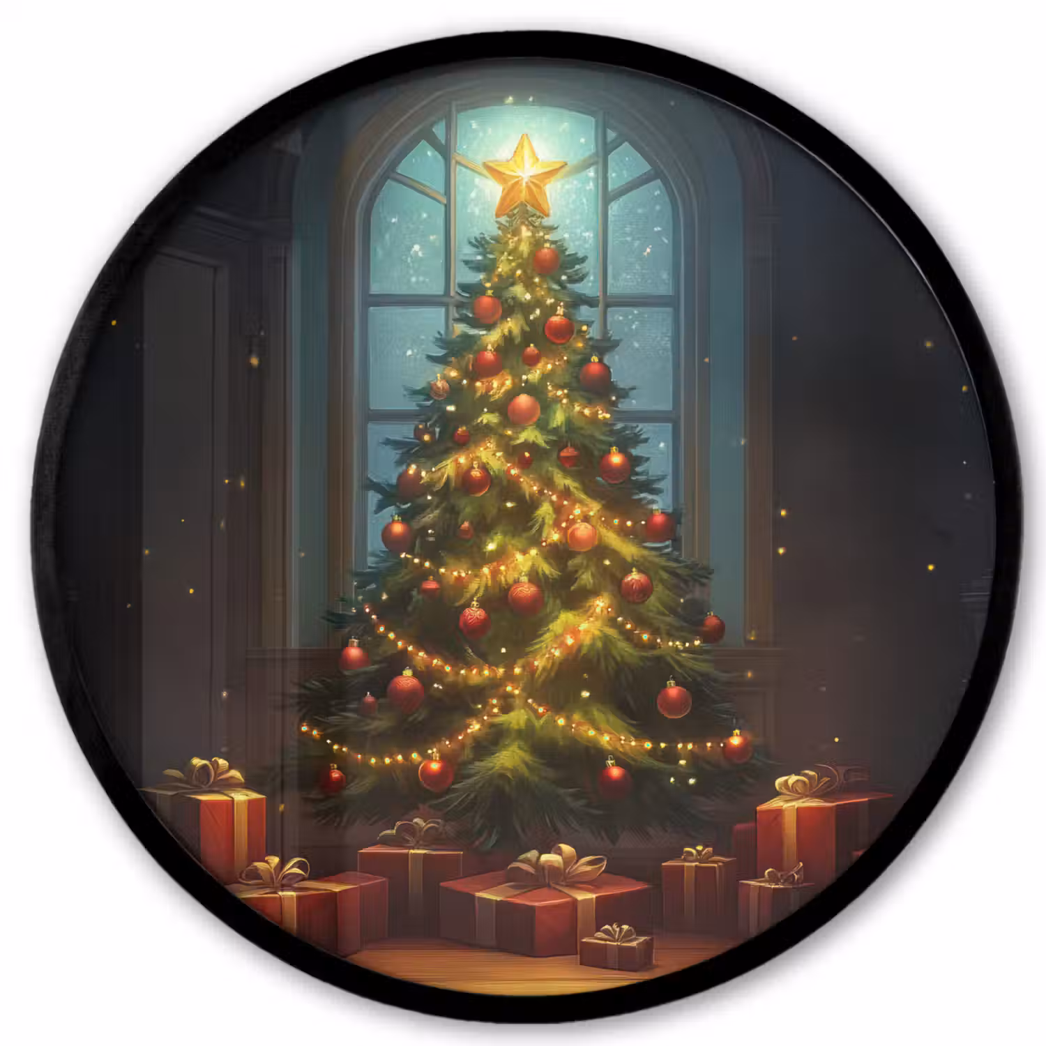 Kerstboom - Cadeau - Kerst - Winter Fotolijst rond zonder passe partout klein -3d