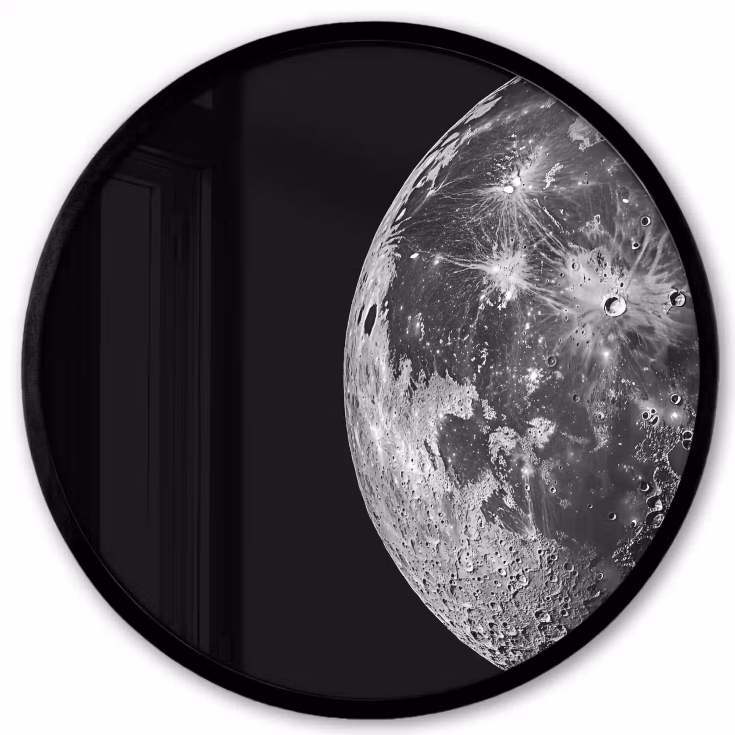 Close-up - Maan - Wit - Textuur Fotolijst rond zonder passe partout klein -3d
