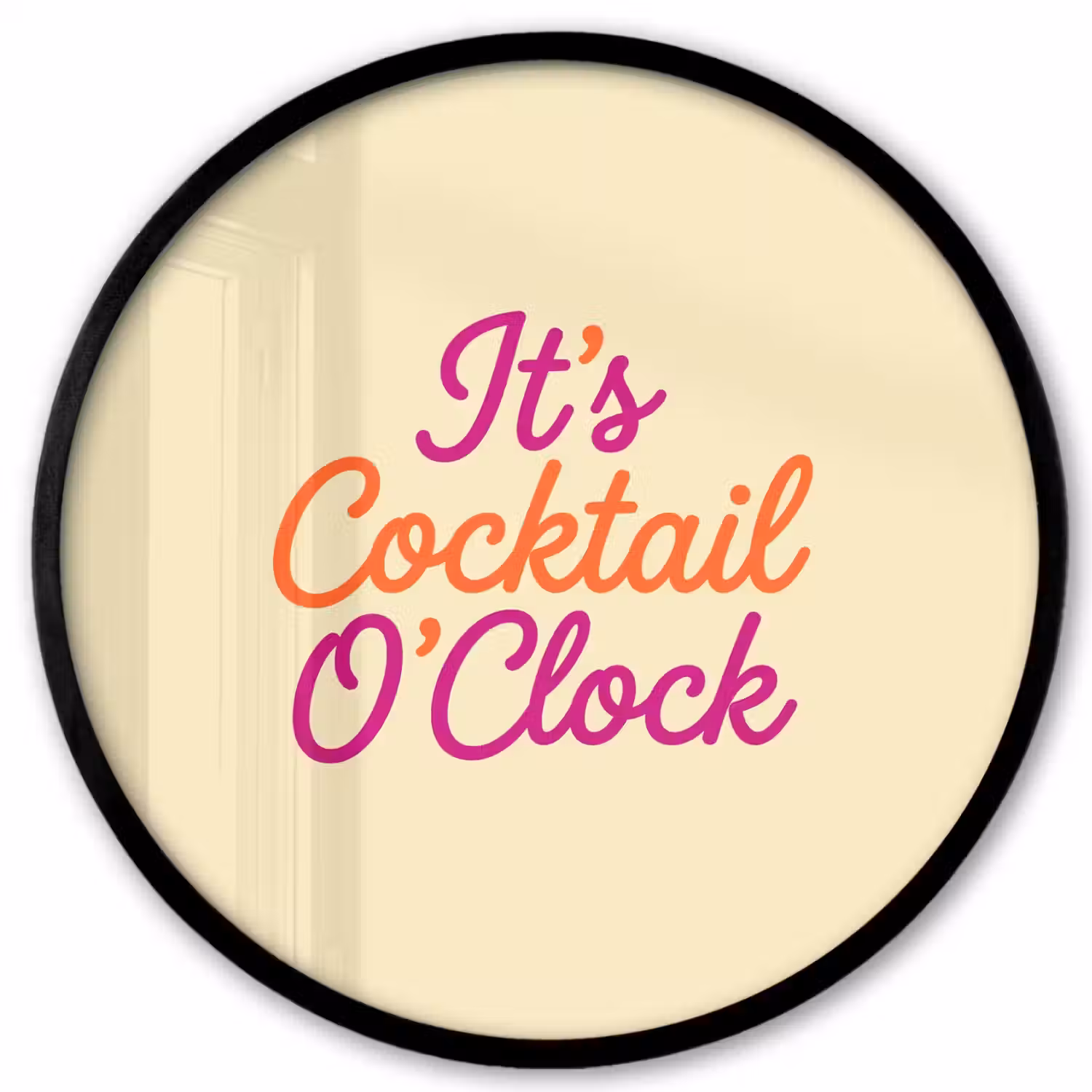 Cocktail O'Clock - Geel - Retro Fotolijst rond zonder passe partout klein -3d