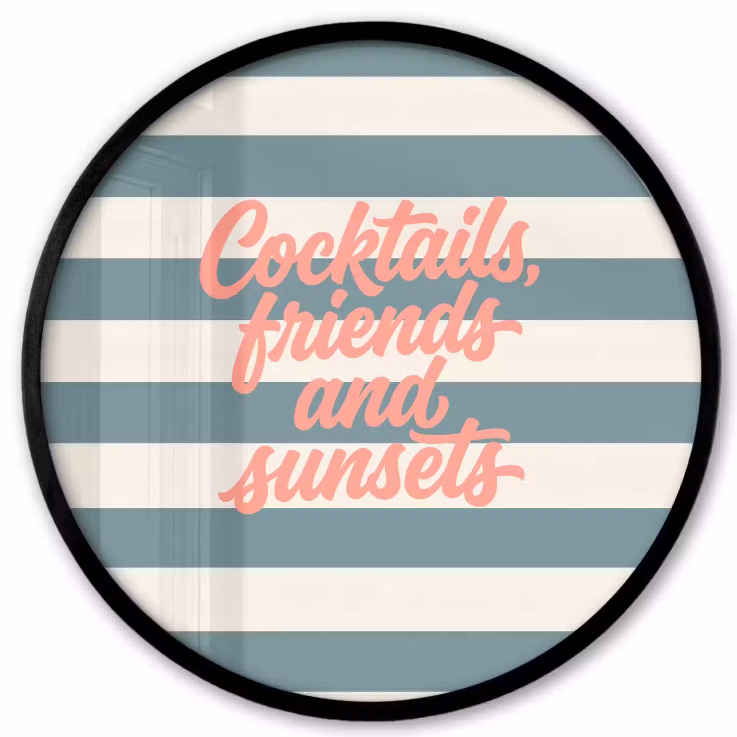 Cocktails - Strepen - Blauw - Koraal Fotolijst rond zonder passe partout klein -3d