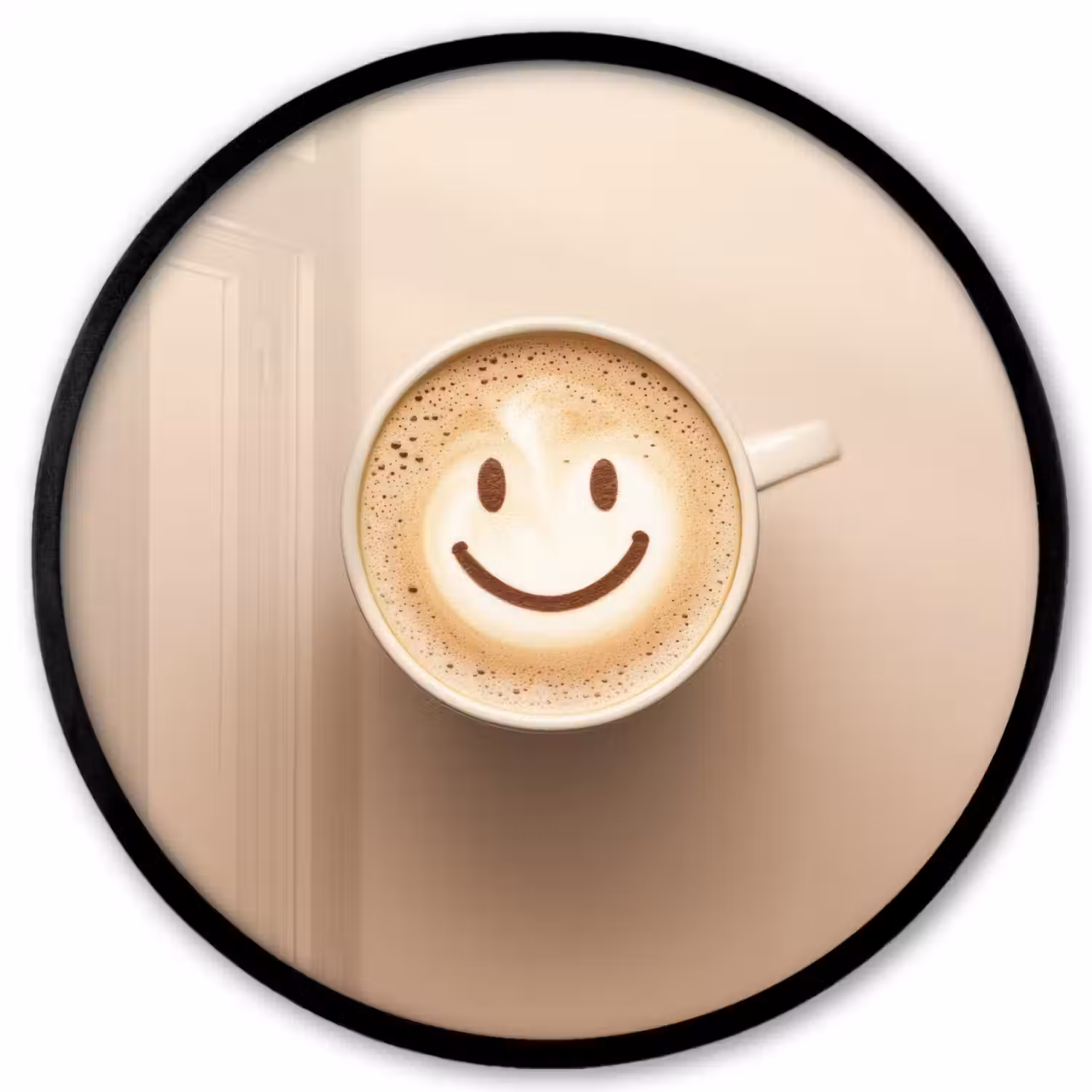 Koffie - Melkschuim - Lach - Beige Fotolijst rond zonder passe partout klein -3d