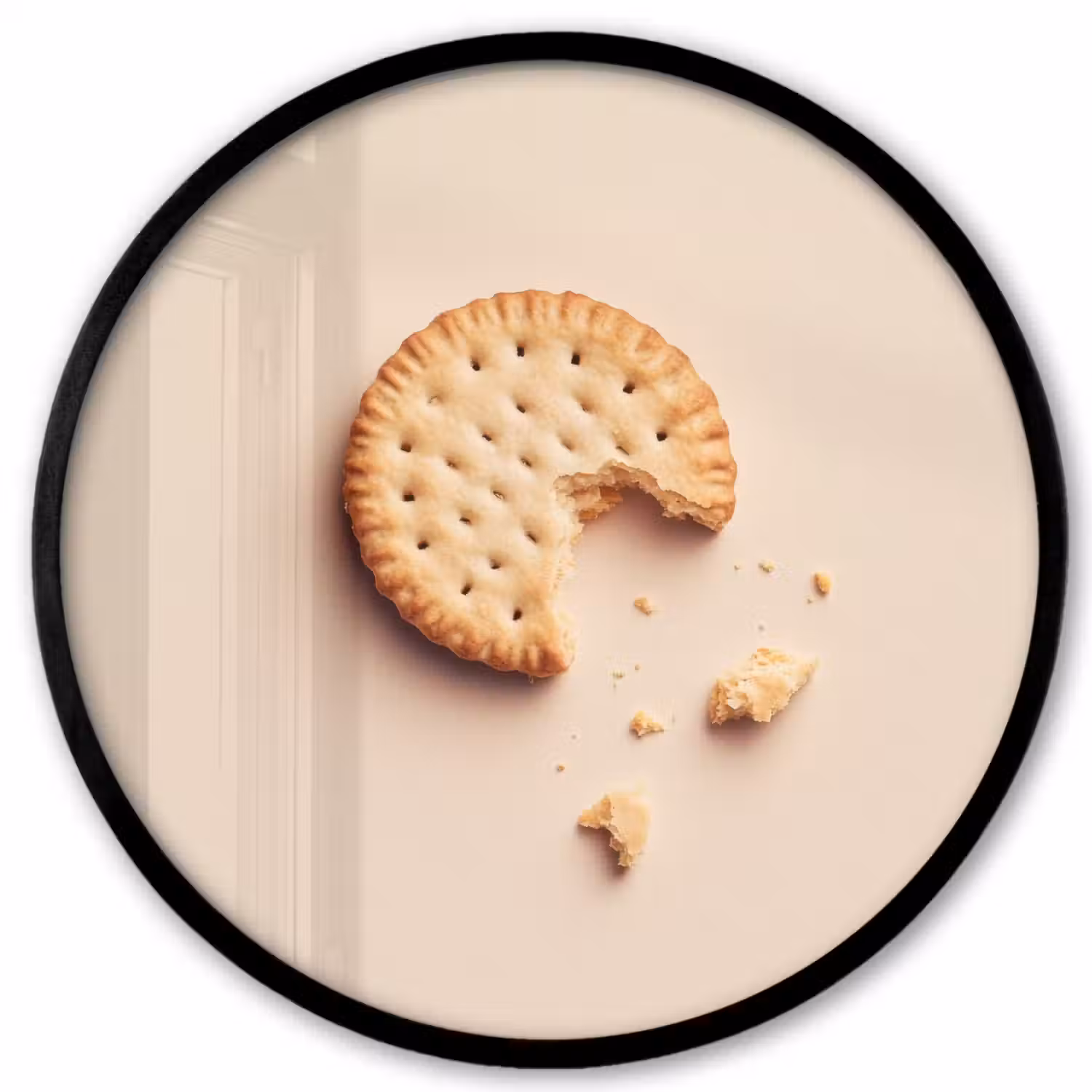 Koekje - Kruimels - beige Fotolijst rond zonder passe partout klein -3d