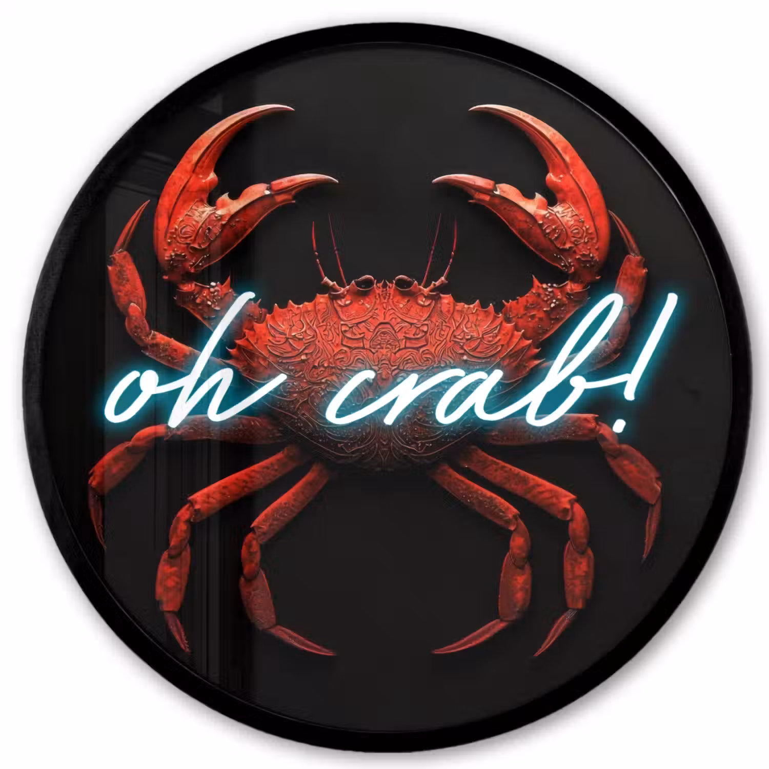Krab - Rood - Neon - Quote Fotolijst rond zonder passe partout klein -3d