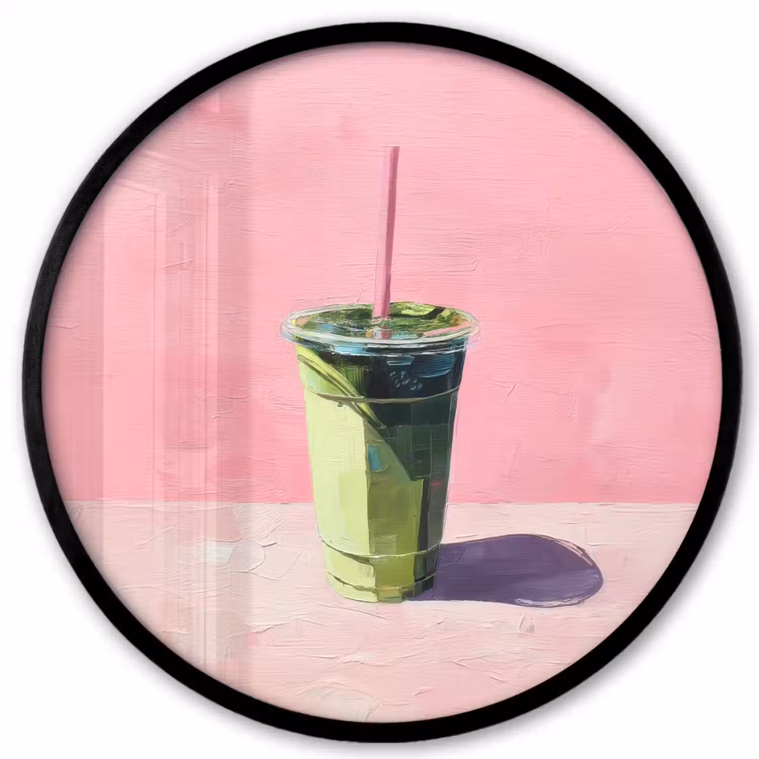 Beker - Rietje - Minimalistisch - Groen Fotolijst rond zonder passe partout klein -3d
