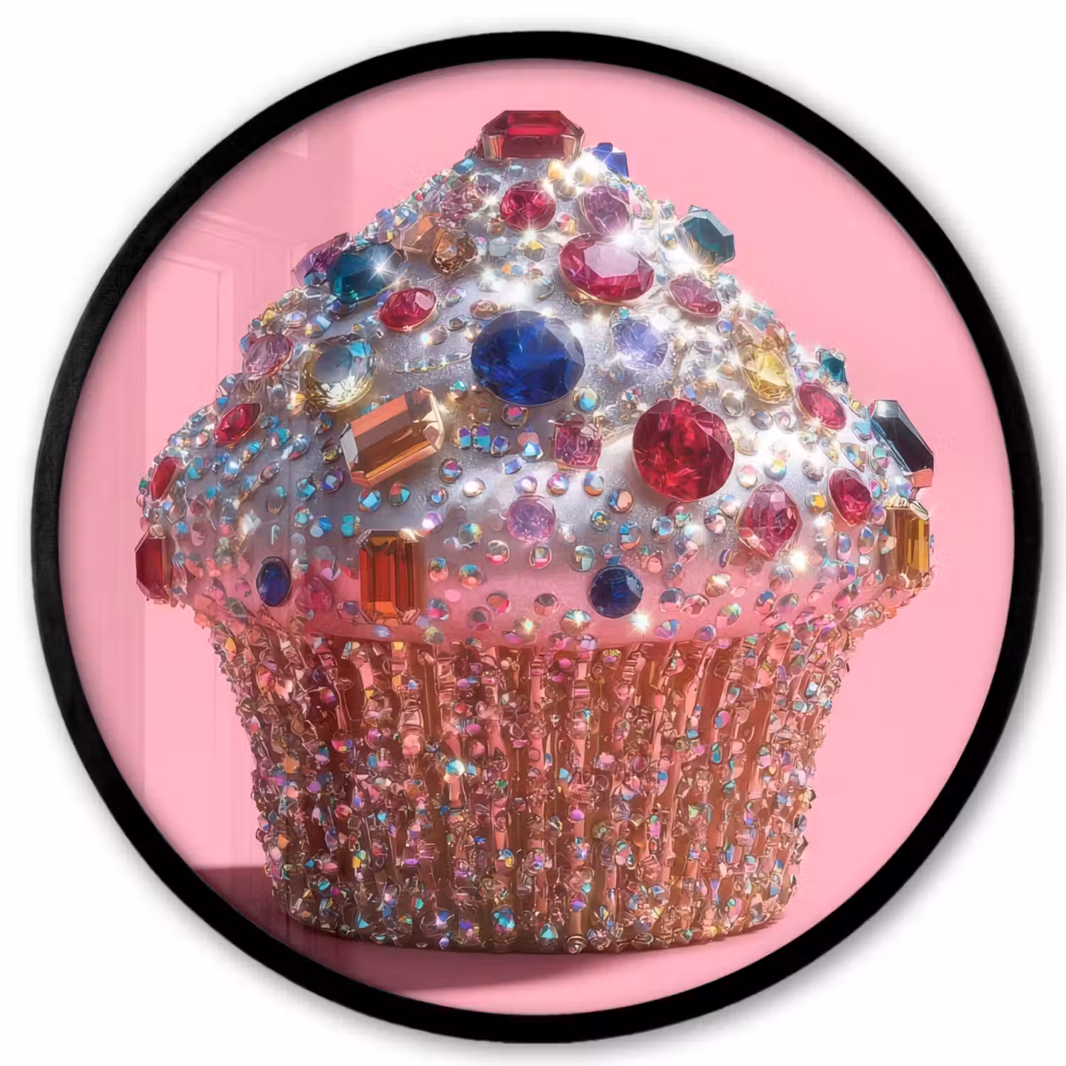 Cupcake - Kleurrijk - Edelstenen Fotolijst rond zonder passe partout klein -3d