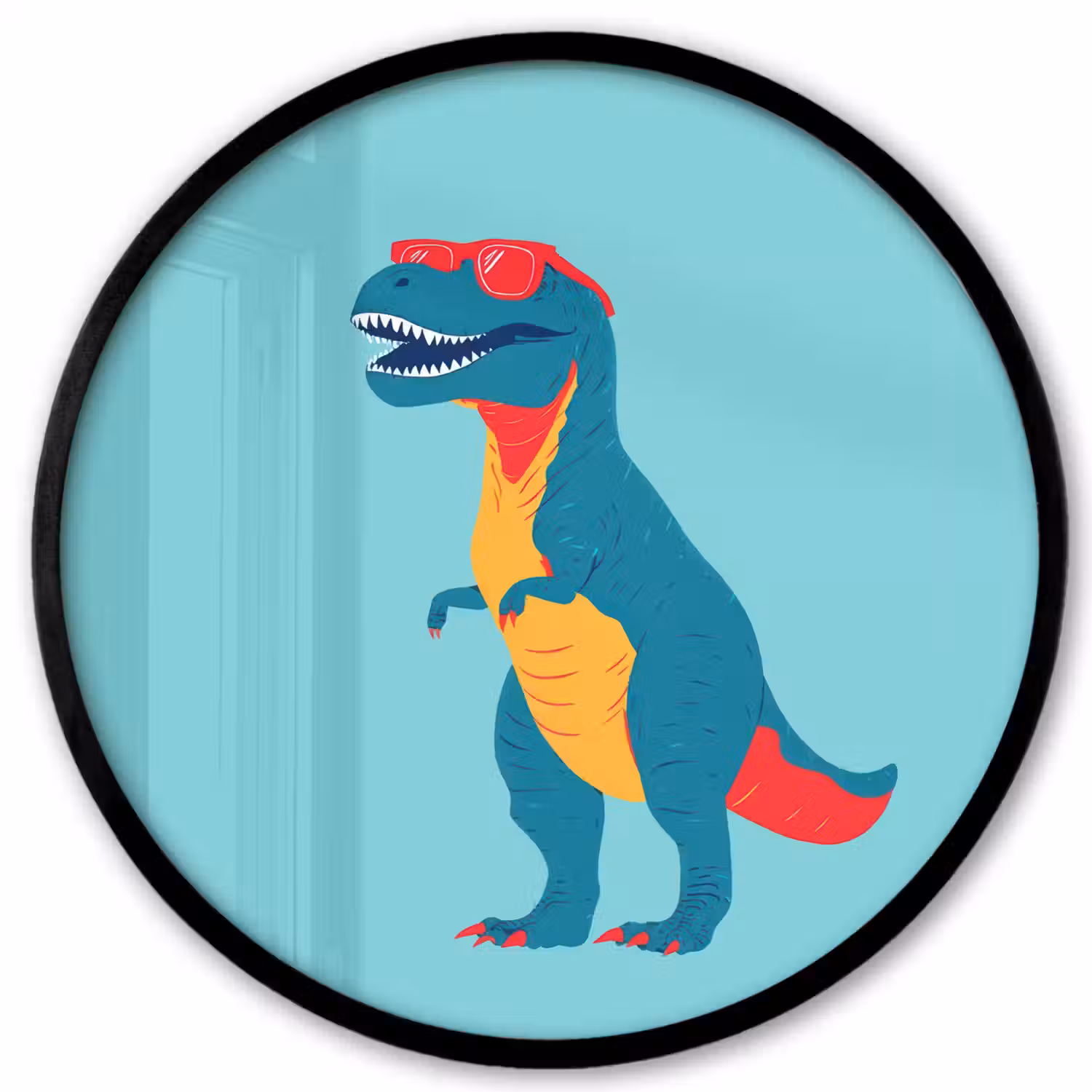 Dinosaurus - Blauw - Zonnebril Fotolijst rond zonder passe partout klein -3d