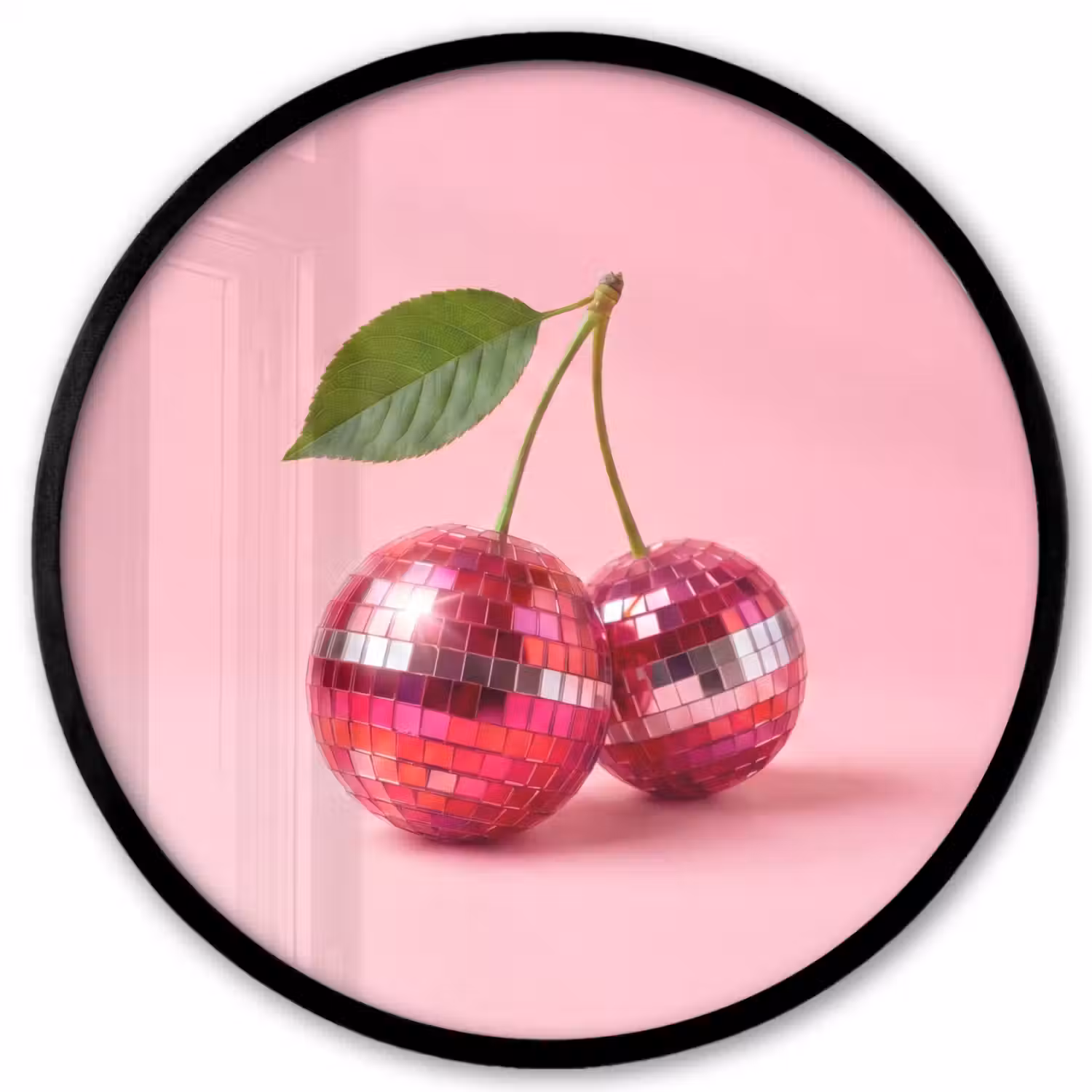 Disco - Kersen - Roze Fotolijst rond zonder passe partout klein -3d
