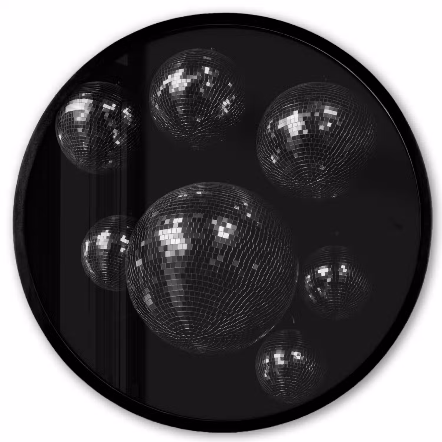 Discoballen - Minimalistisch - Zwart Fotolijst rond zonder passe partout klein -3d