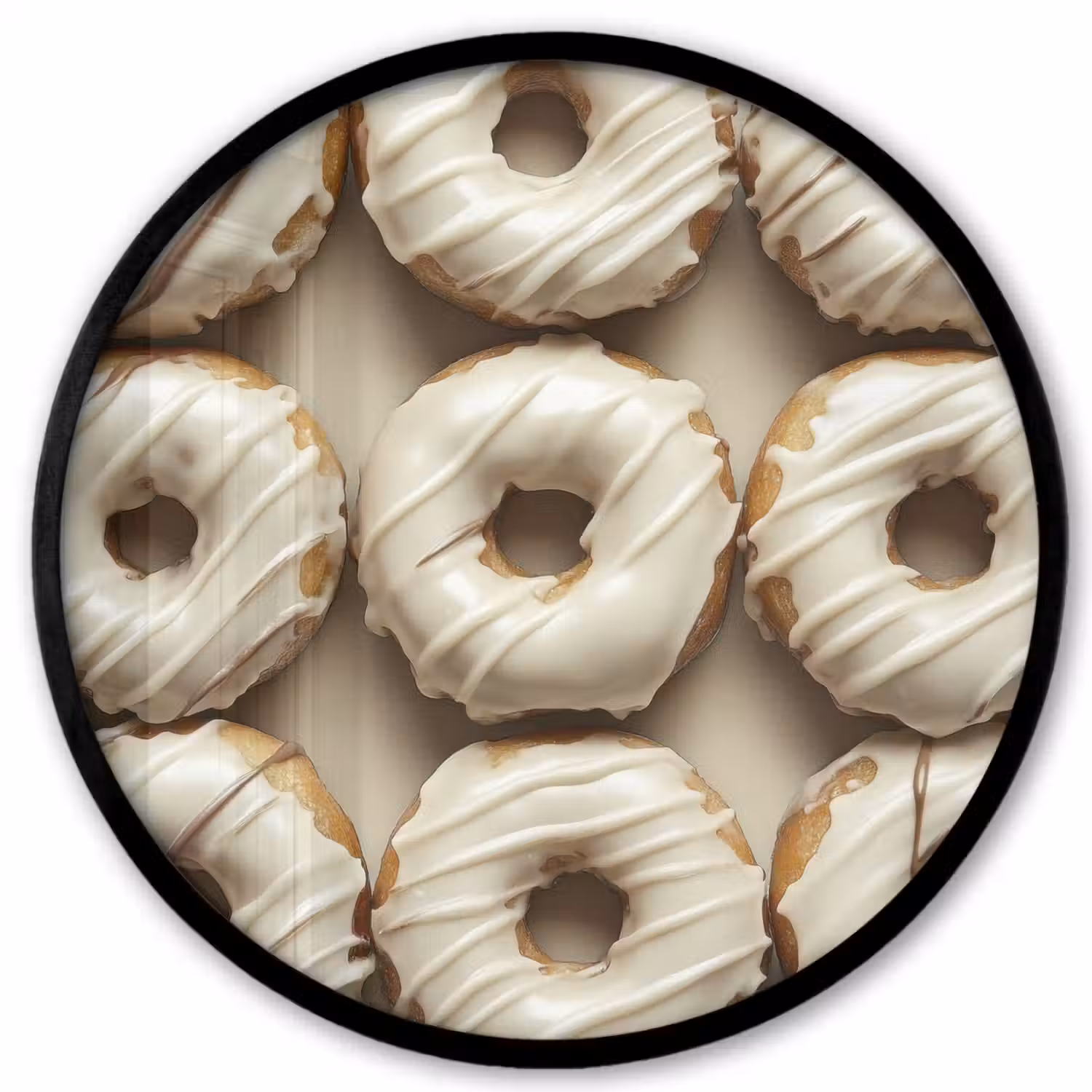 Donuts - Chocolade - Wit - Beige Fotolijst rond zonder passe partout klein -3d