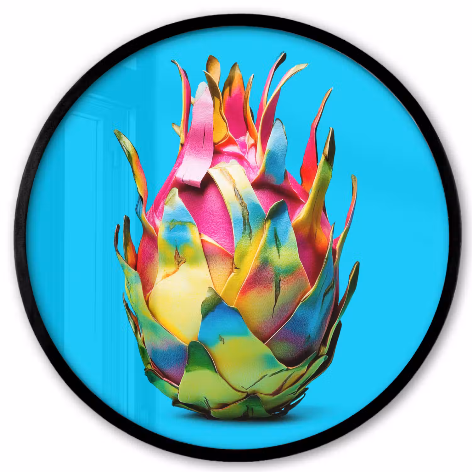 Drakenfruit - Blauw - Levendig Fotolijst rond zonder passe partout klein -3d