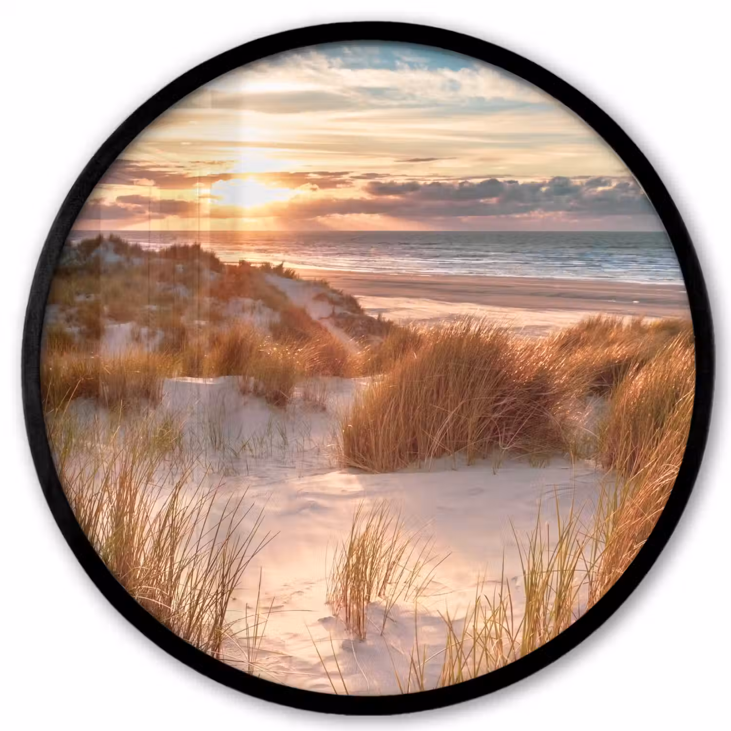 Duin - Planten - Zonsondergang - Strand - Zee Fotolijst rond zonder passe partout klein -3d