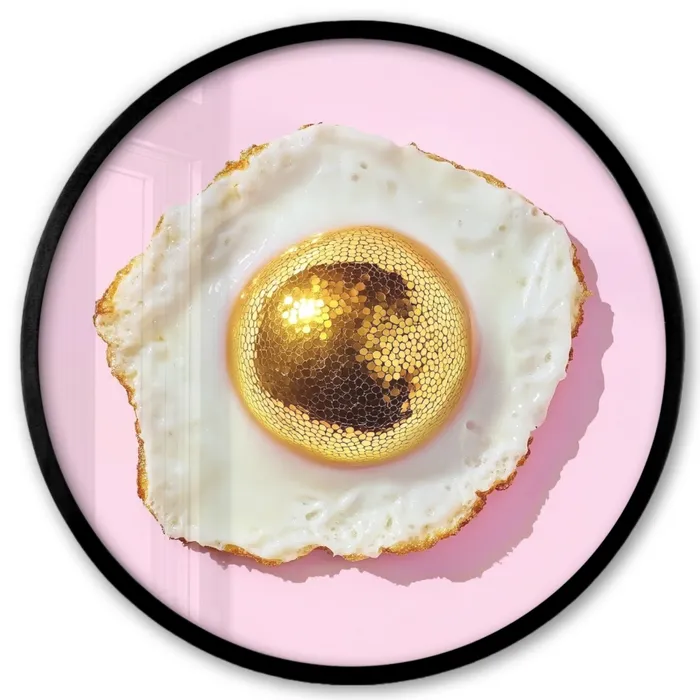 Ei - Disco - Ontbijt - Glitter Fotolijst rond zonder passe partout klein -3d