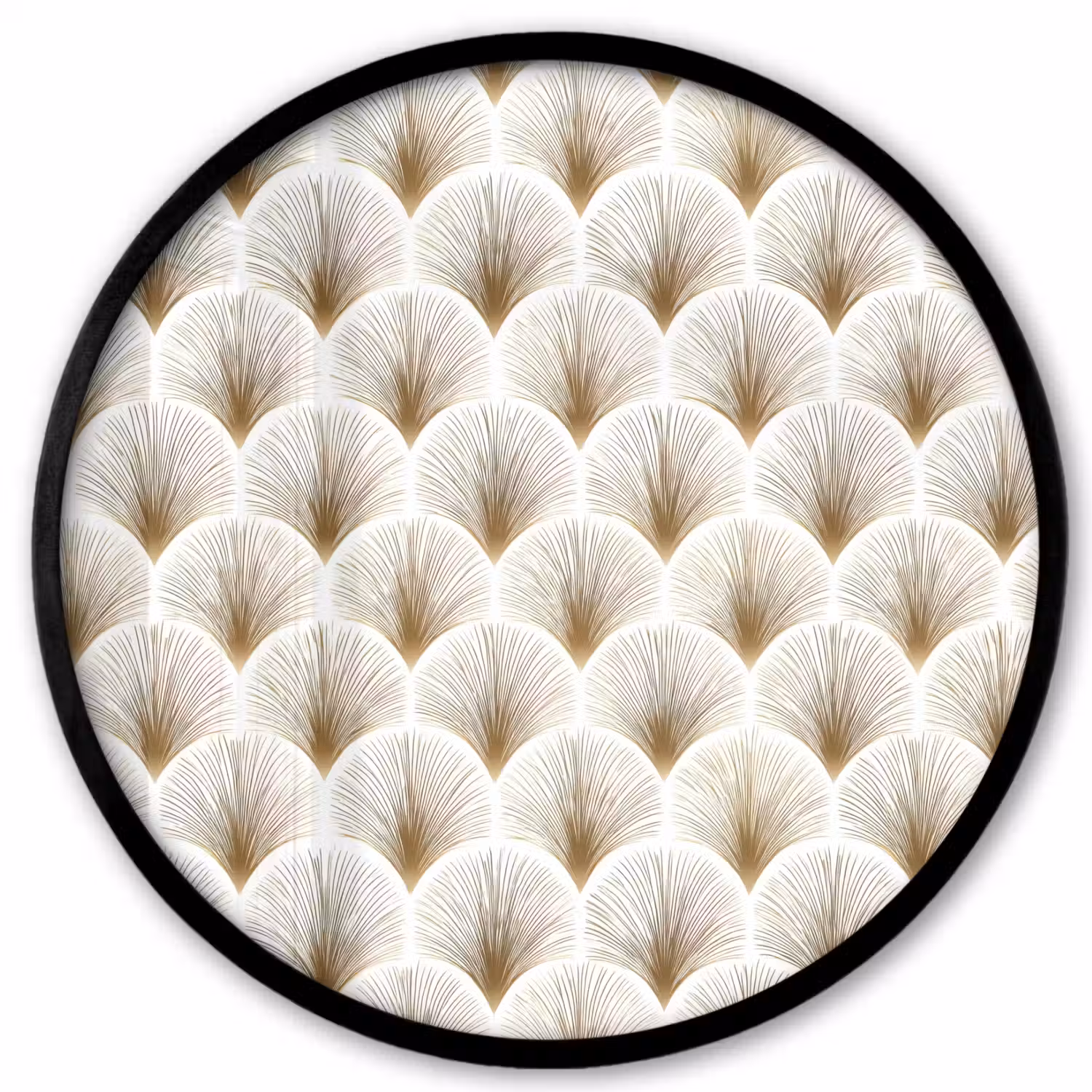 Waaiers - Art Deco - Elegant - Goud - Wit Fotolijst rond zonder passe partout klein 856 -3d