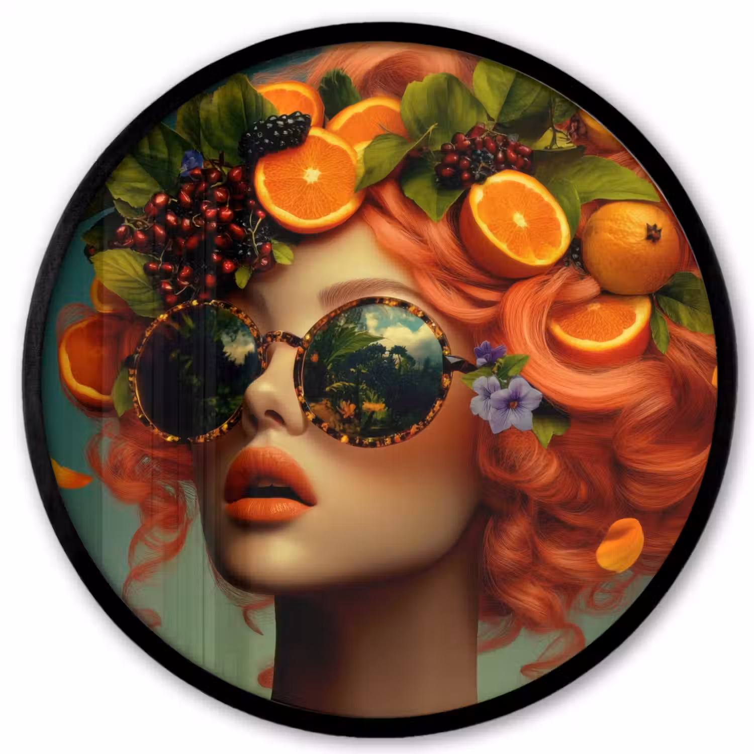Vrouw - Sinaasappel - Bessen - Oranje Fotolijst rond zonder passe partout klein -3d