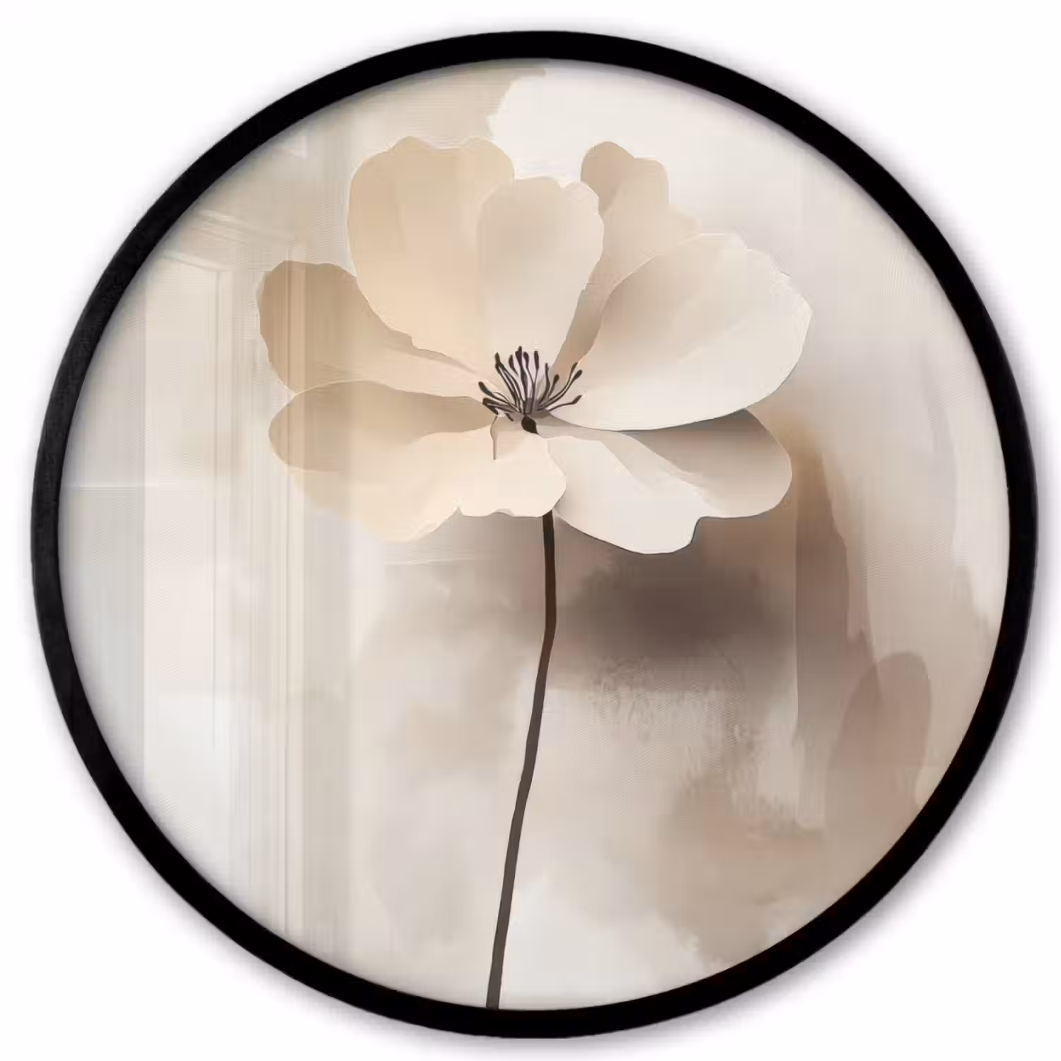 Bloem - Beige - Verf - Schaduw Fotolijst rond zonder passe partout klein -3d