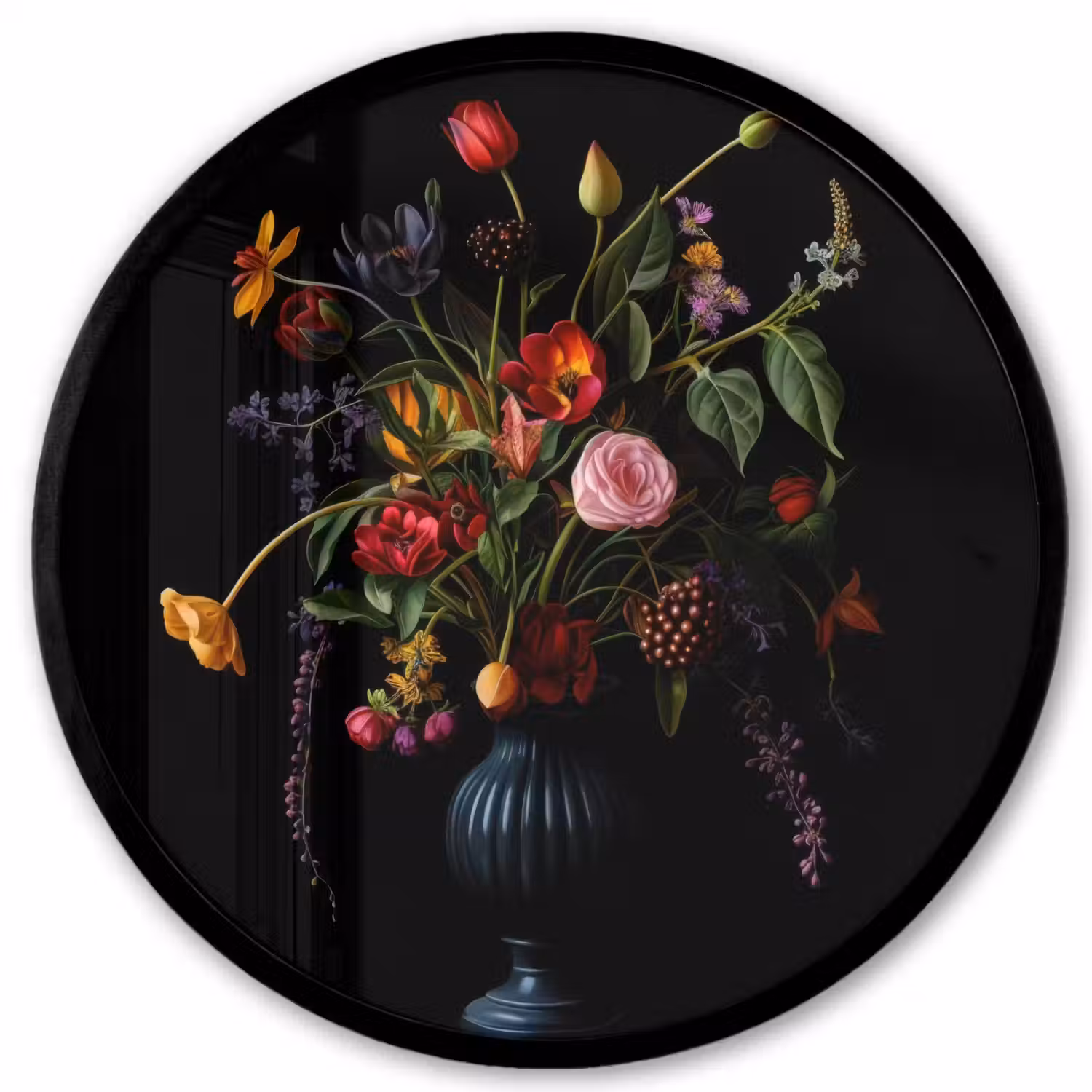 Bloemen - Bessen - Klassiek Fotolijst rond zonder passe partout klein -3d