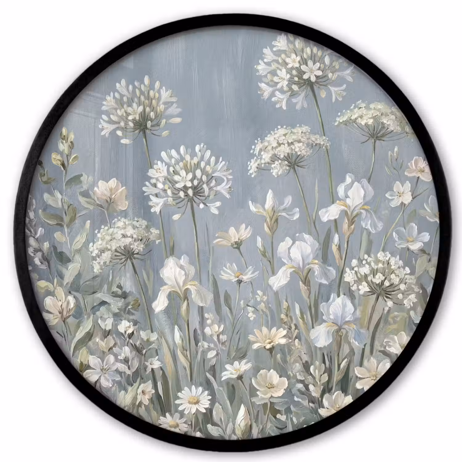 Bloemen - Botanisch - Blauw Fotolijst rond zonder passe partout klein -3d