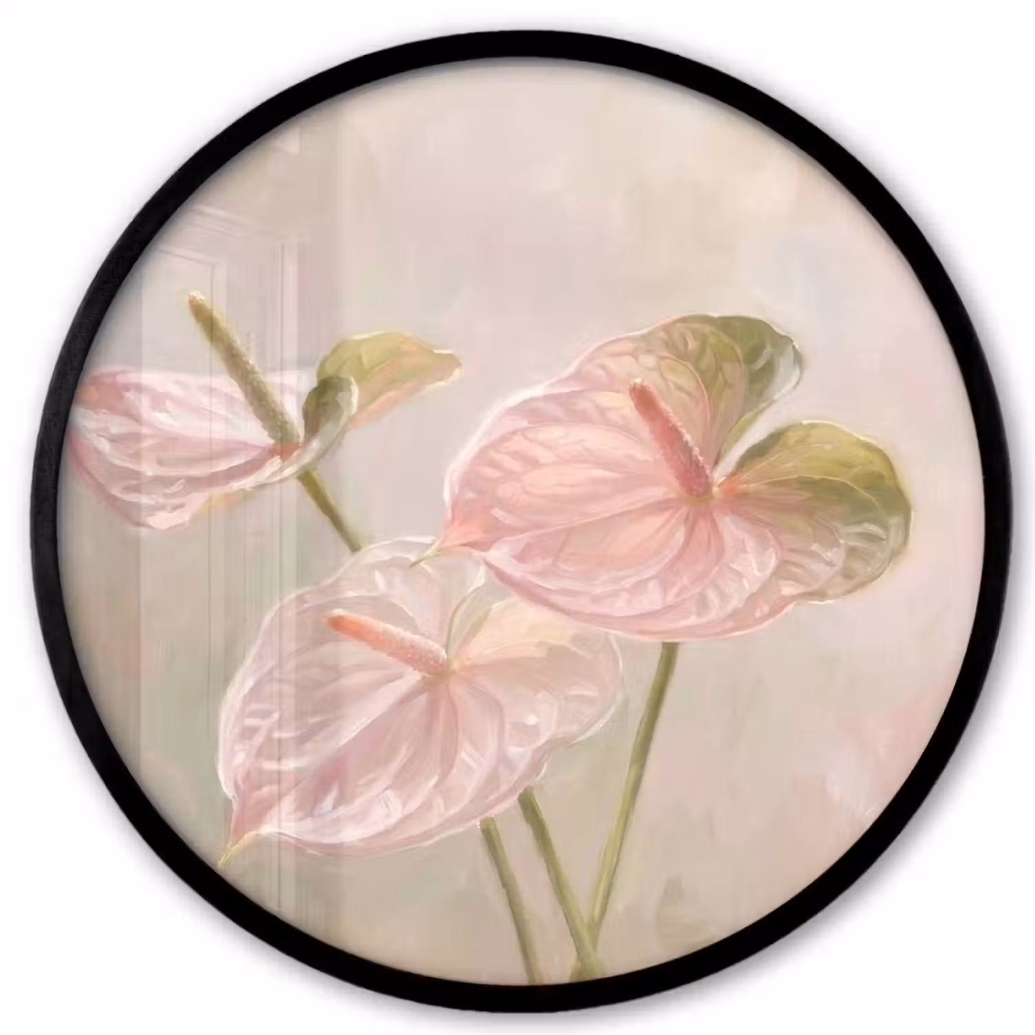 Bloemen - Pastel - Abstract - Natuur - Groen Fotolijst rond zonder passe partout klein -3d