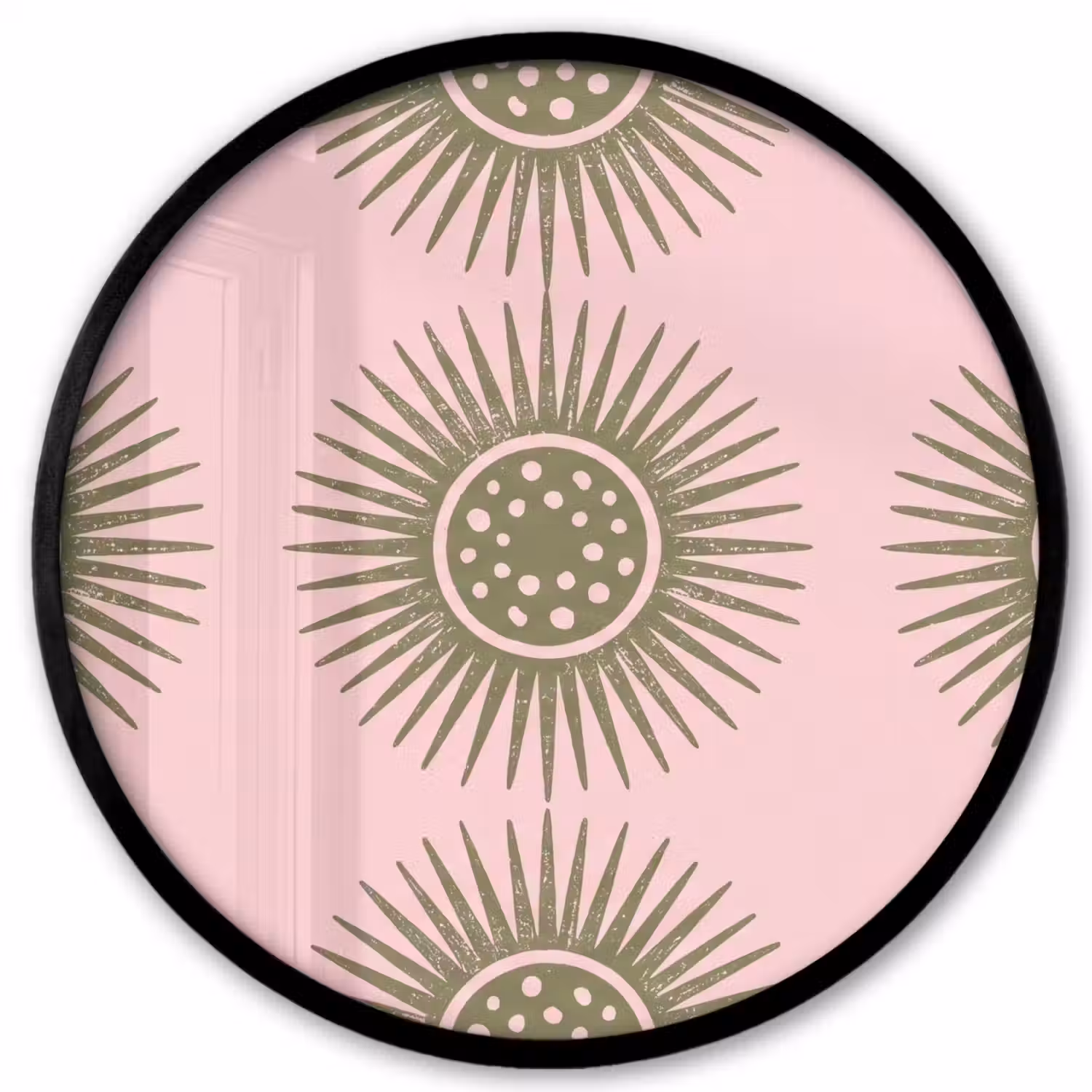 Bloemen - Patroon - Abstract - Roze - Groen Fotolijst rond zonder passe partout klein -3d