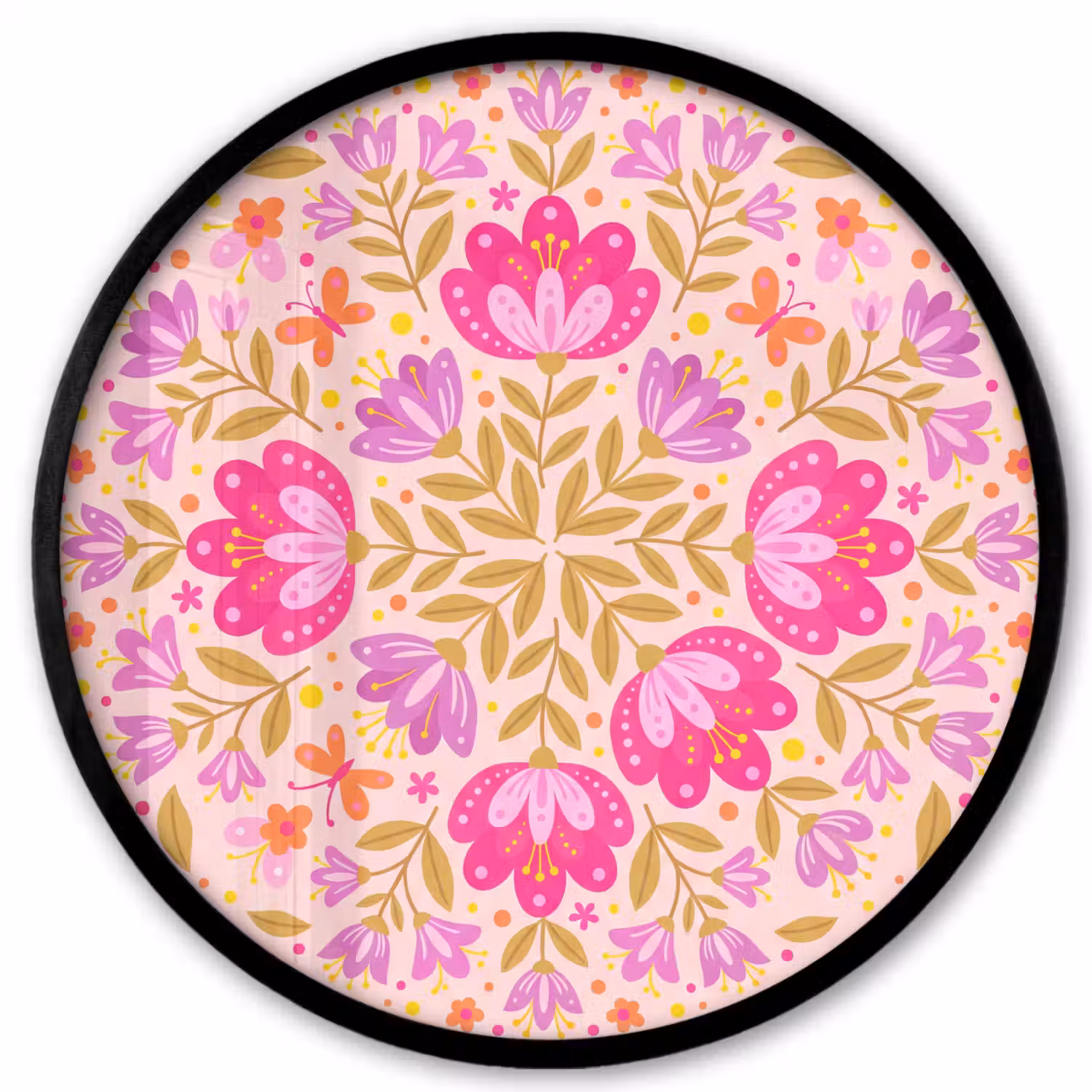 Bloemen - Patroon - Natuur - Abstract - Roze Fotolijst rond zonder passe partout klein -3d
