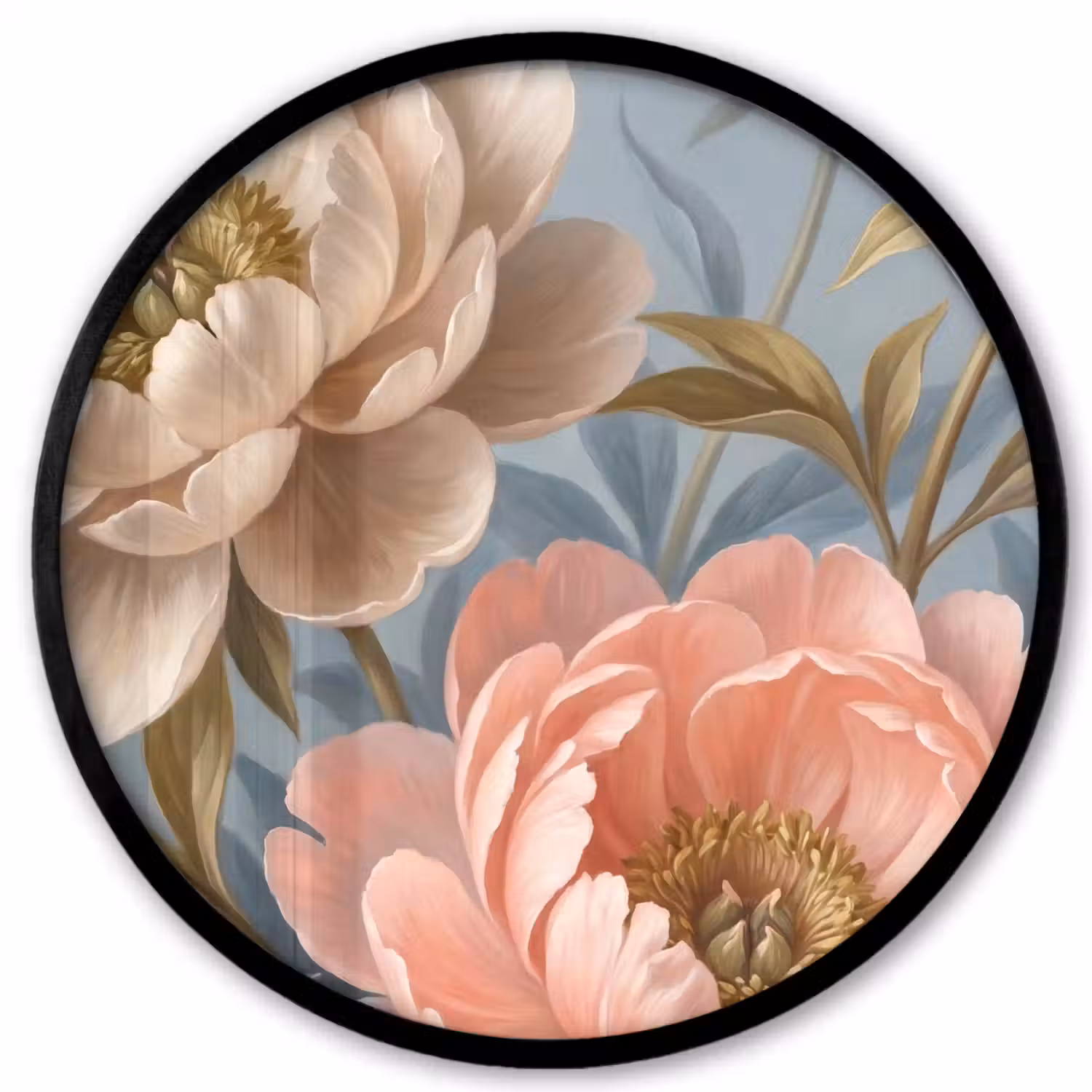 Bloemen - Roze - Beige - Modern - Natuur Fotolijst rond zonder passe partout klein -3d