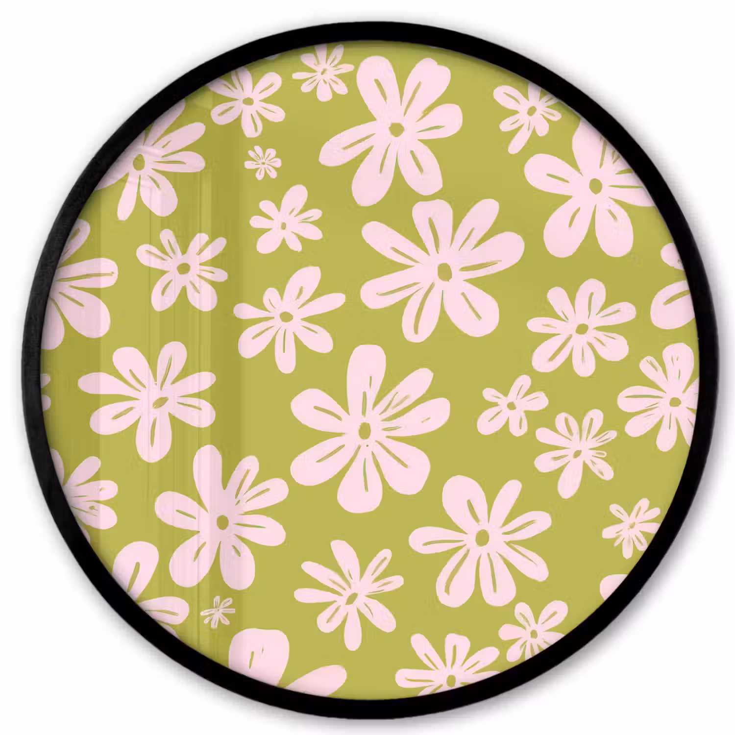 Bloemen - Roze - Getekend - Patroon Fotolijst rond zonder passe partout klein -3d