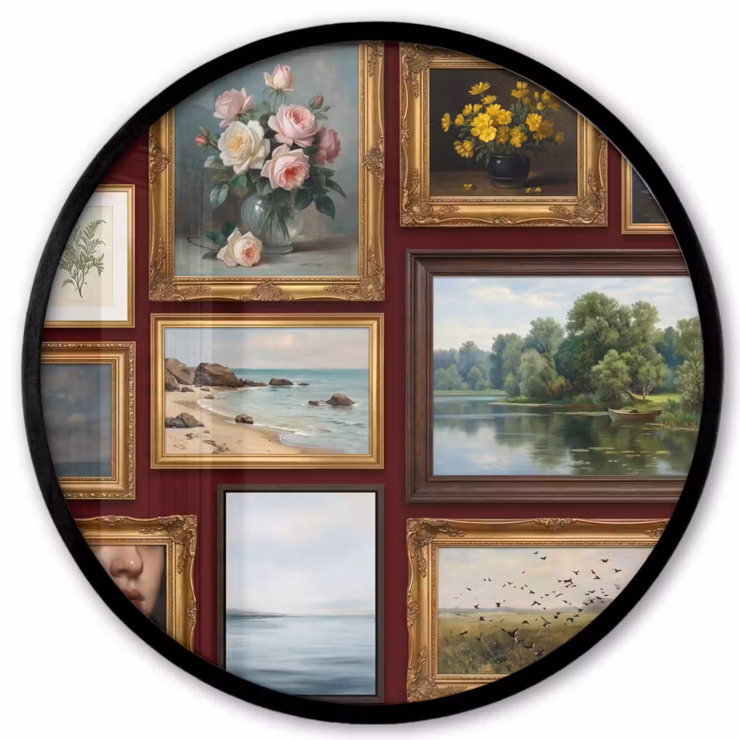 Bloemen - Vaas - Klassiek - Kunst - Rood Fotolijst rond zonder passe partout klein -3d