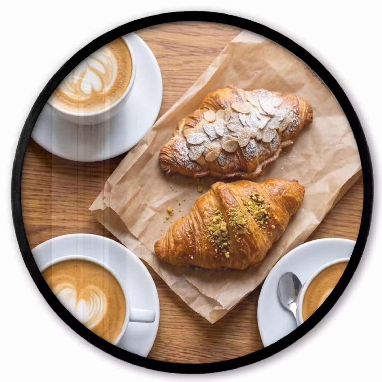 Eten - Croissant - Koffie - Ontbijt - Modern Fotolijst rond zonder passe partout klein -3d