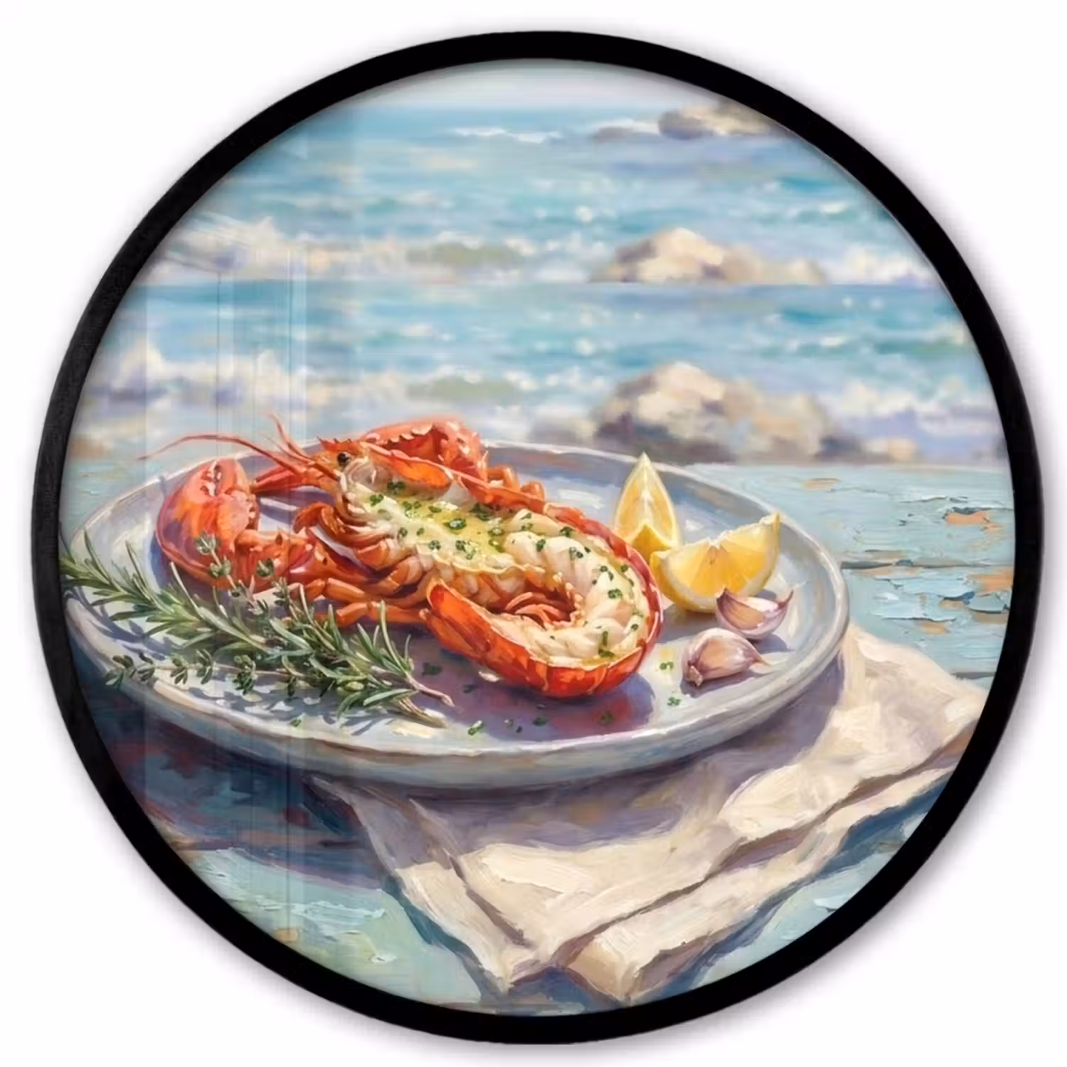 Eten - Zee - Kust - Modern - Blauw Fotolijst rond zonder passe partout klein -3d