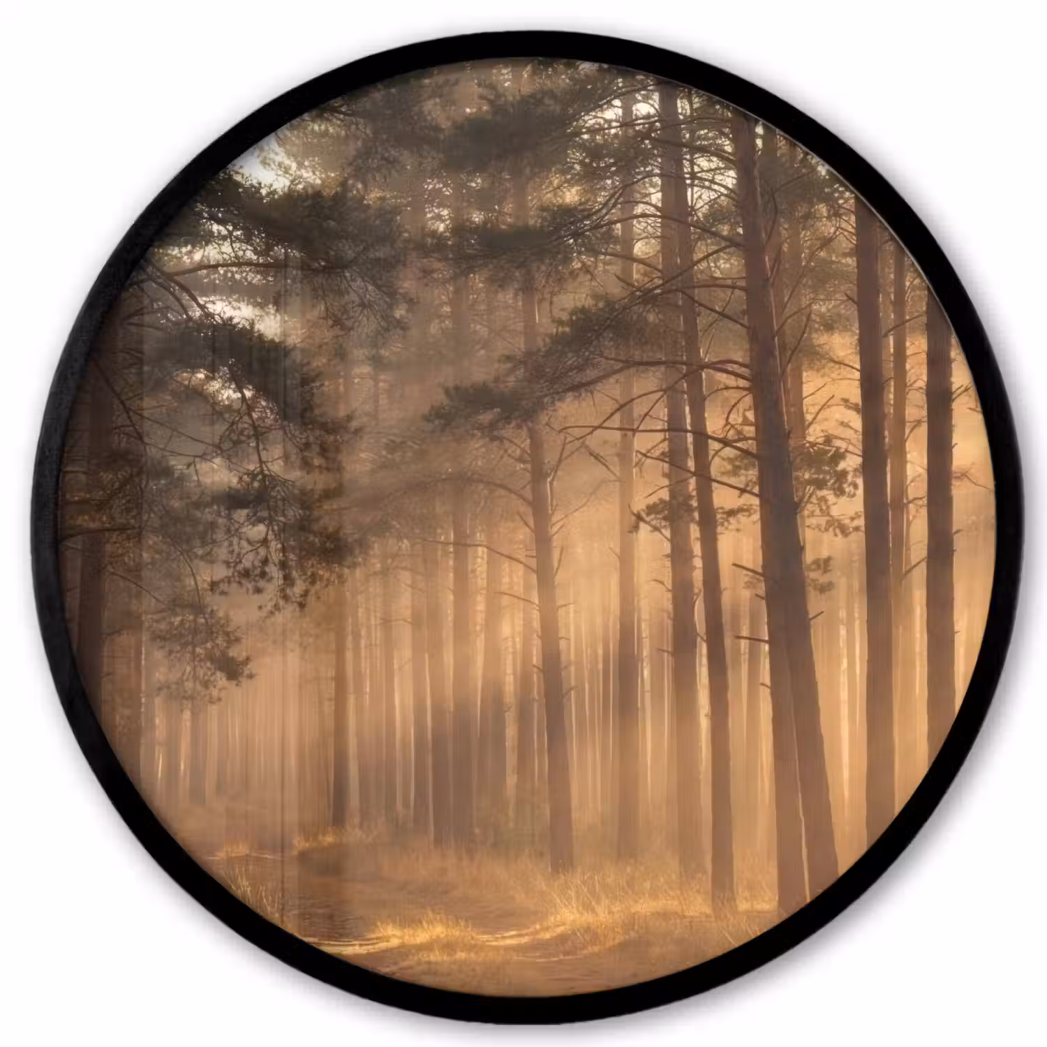 Bos - Mist - Zonlicht Fotolijst rond zonder passe partout klein -3d