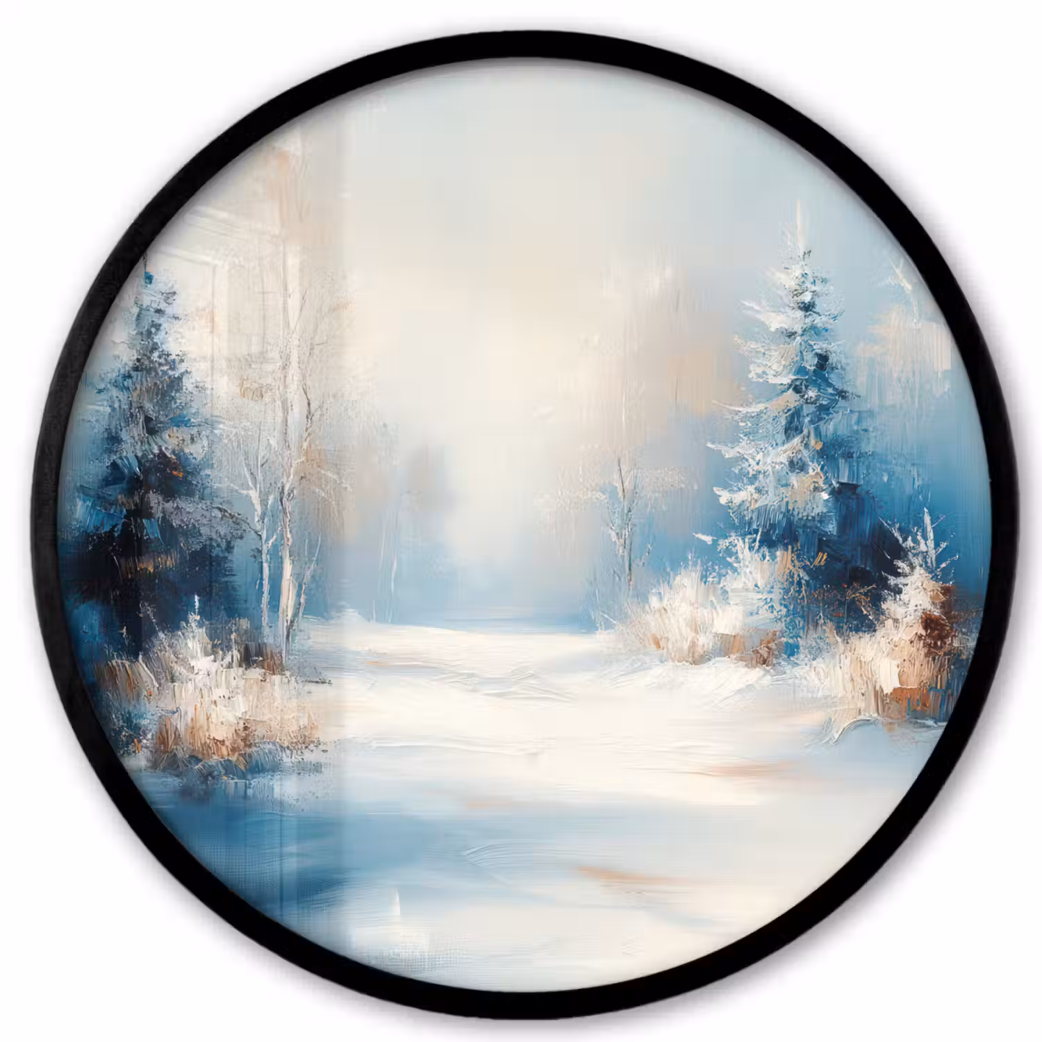 Bos - Winter - Natuur - Abstract - Sneeuw Fotolijst rond zonder passe partout klein -3d