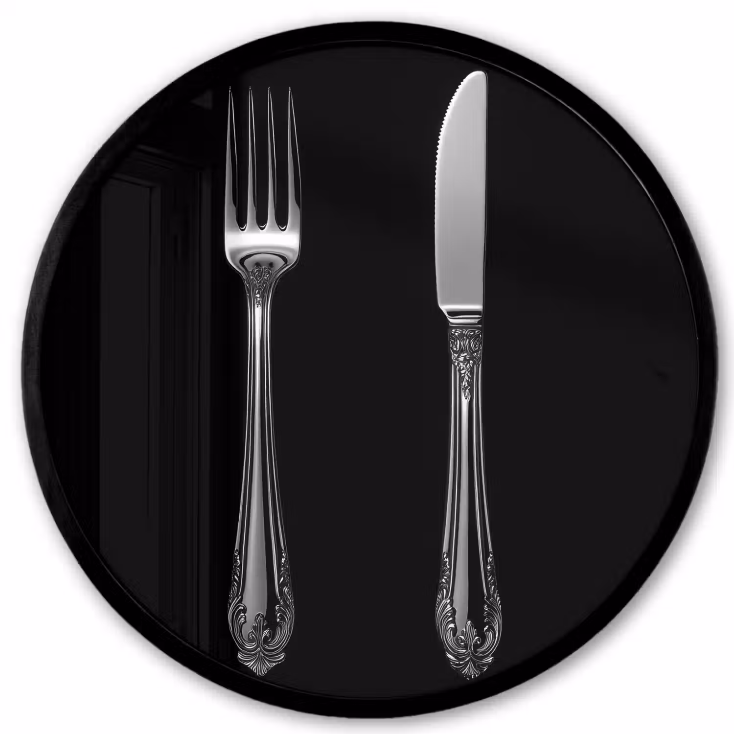 Vork - Mes - Zilver Fotolijst rond zonder passe partout klein -3d