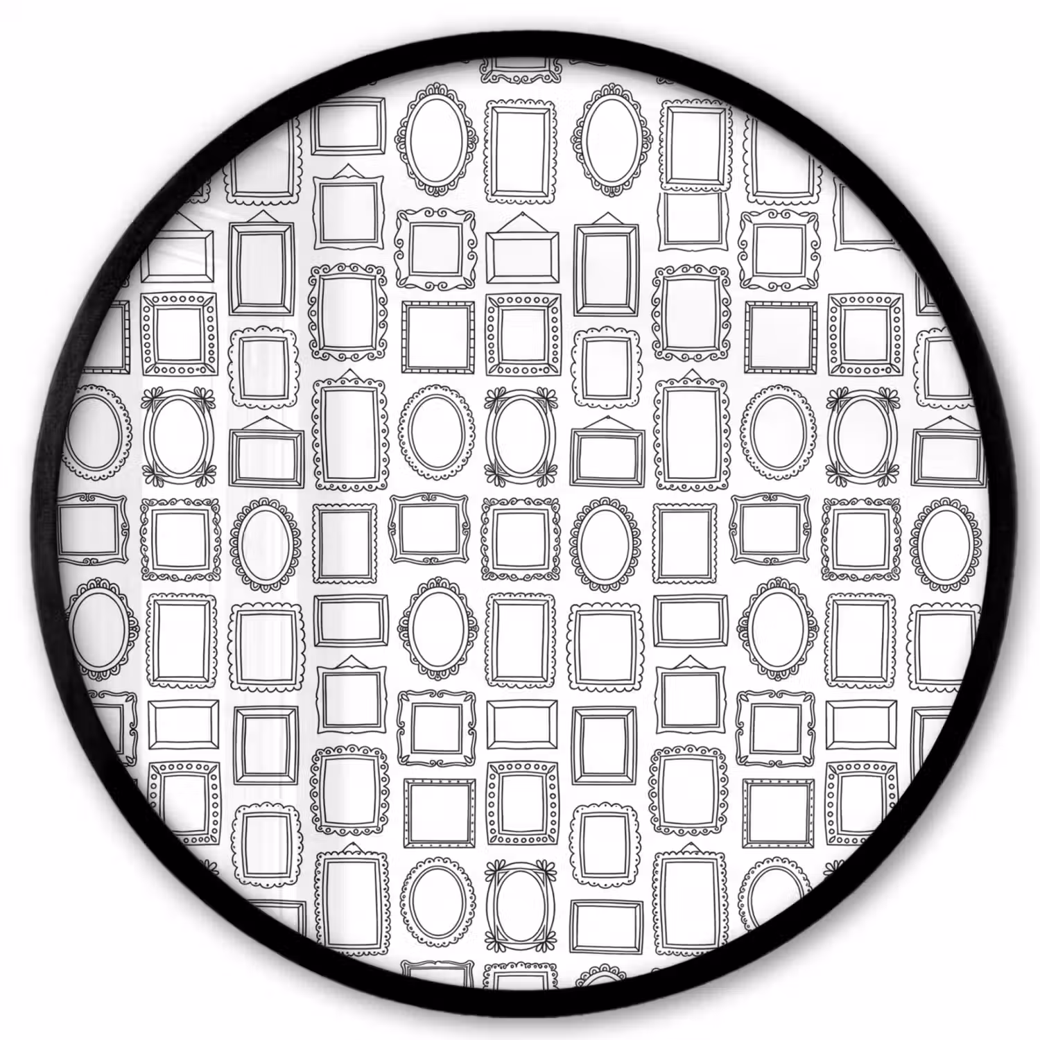 Lijsten - Patroon - Decoratie - Schets - Zwart-wit Fotolijst rond zonder passe partout klein -3d