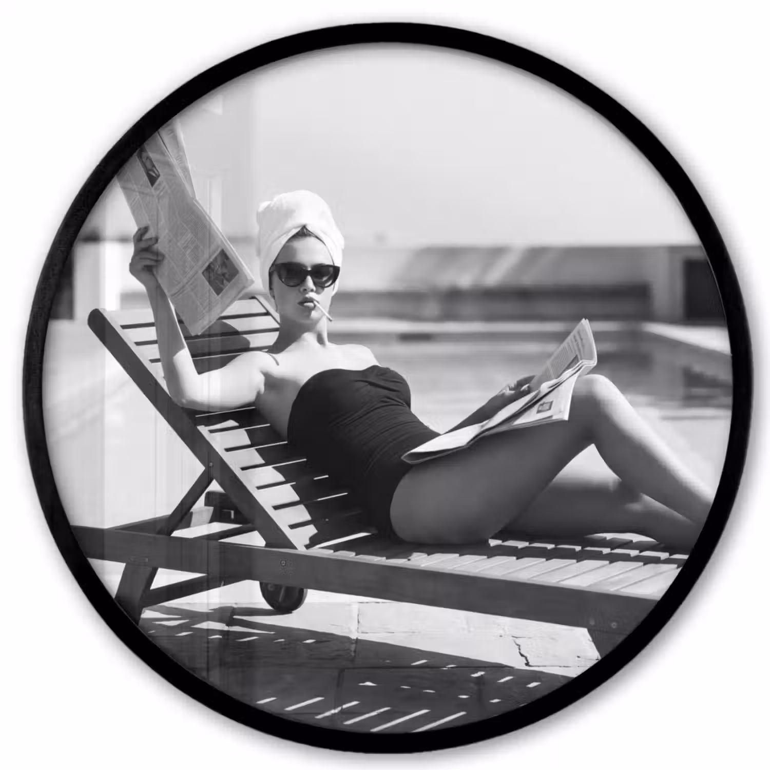 Glamour - Modern - Zwart - Wit Fotolijst rond zonder passe partout klein -3d