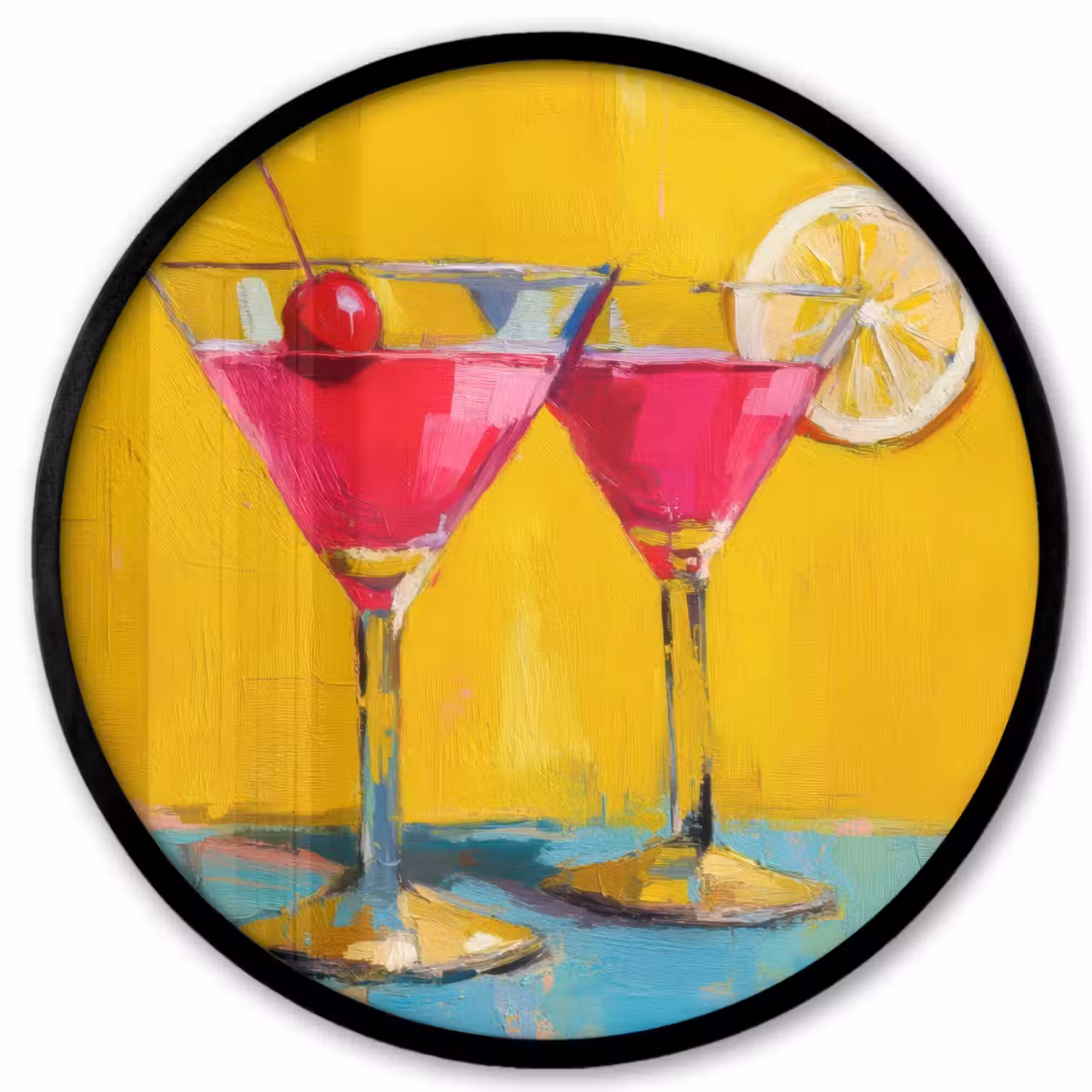 Glazen - Cocktail - Citroen - Kers Fotolijst rond zonder passe partout klein -3d