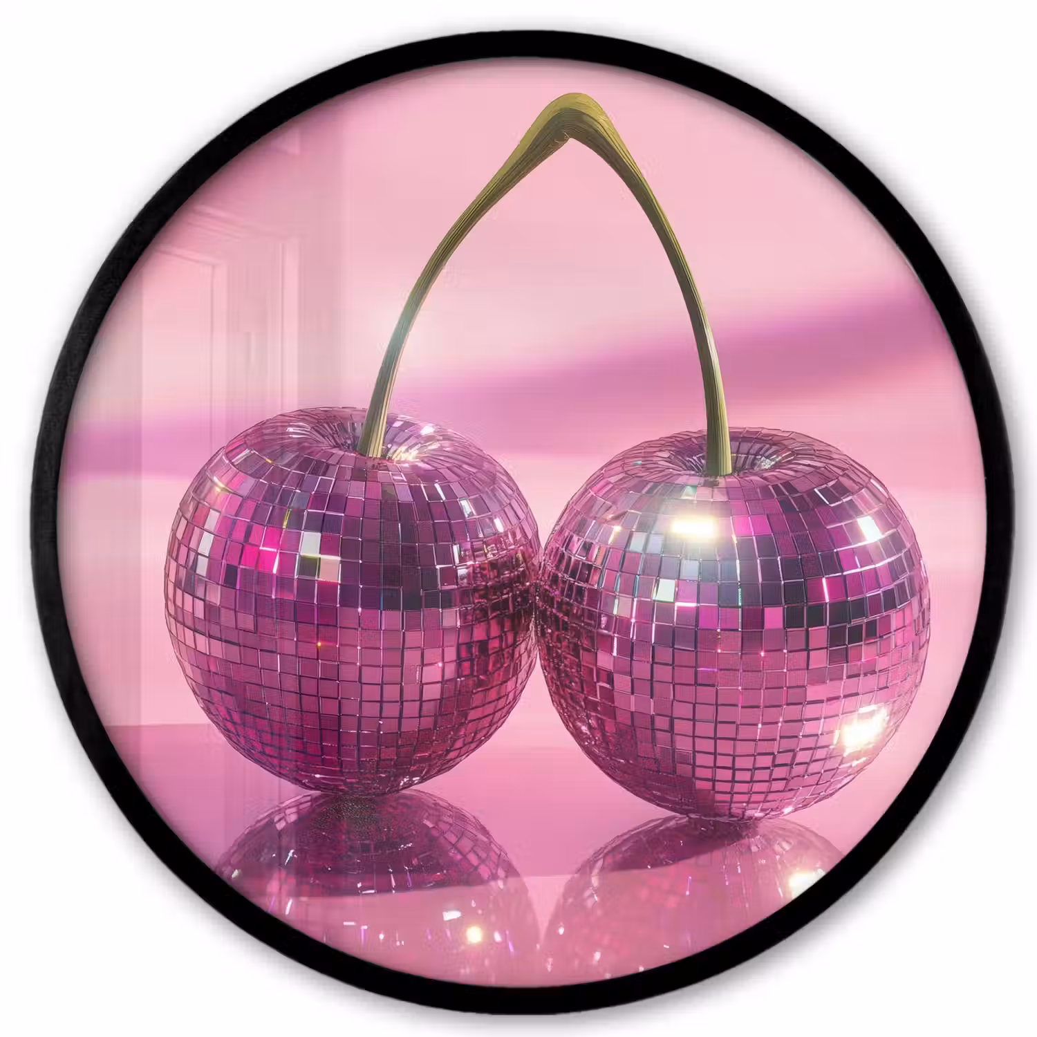 Glitter - Discobol - Roze - Kersen Fotolijst rond zonder passe partout klein -3d