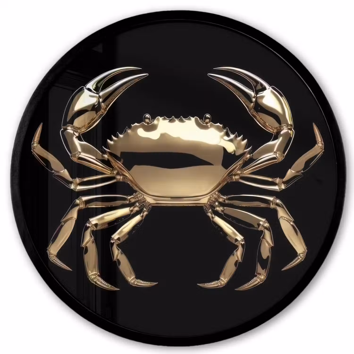Goud - Krab - Dieren - Zwart Fotolijst rond zonder passe partout klein -3d