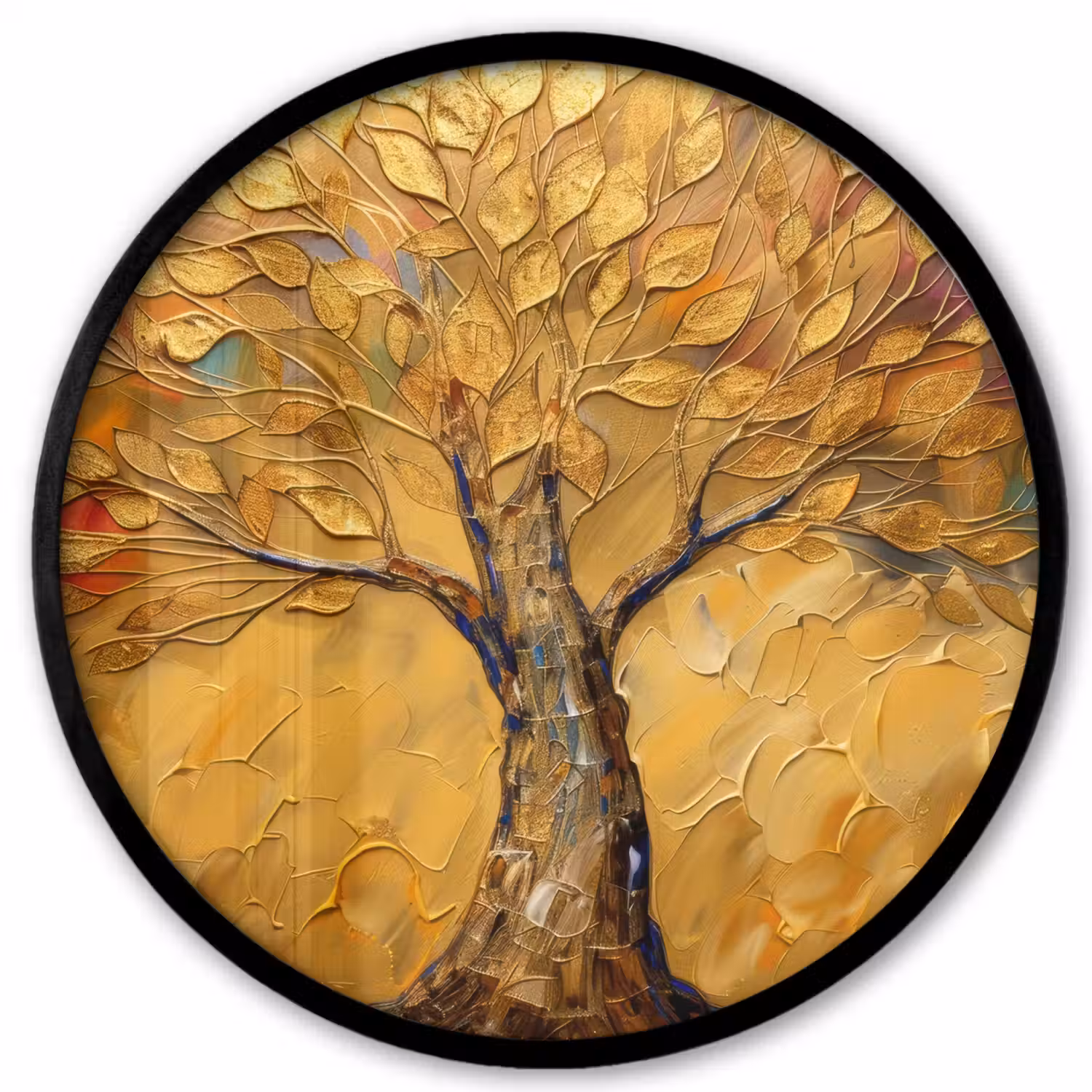 Goud - Boom - Abstract - Modern Fotolijst rond zonder passe partout klein -3d