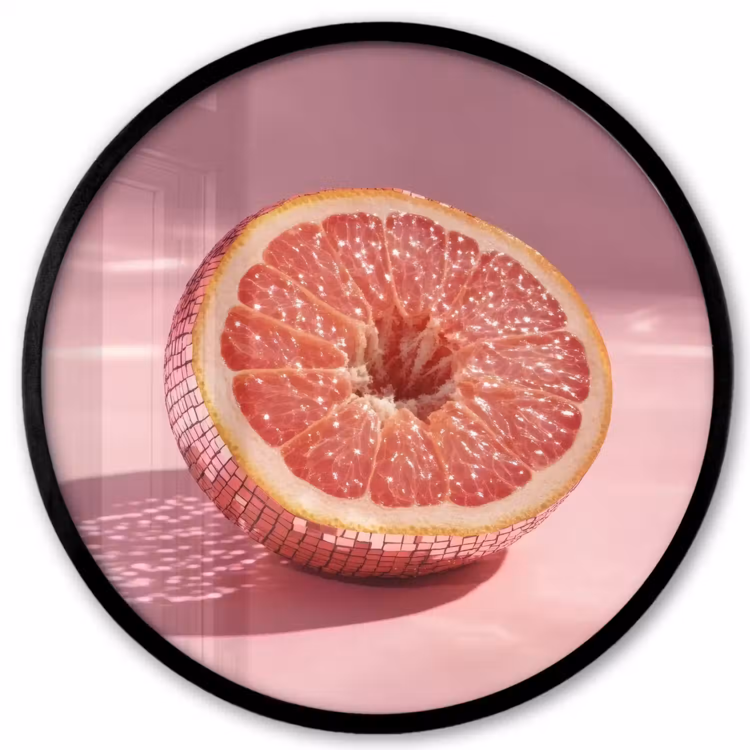 Grapefruit - Roze - Disco - Shiny Fotolijst rond zonder passe partout klein -3d
