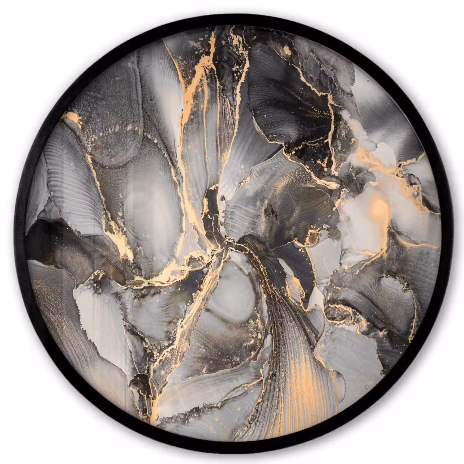 Grijs - Luxe - Goud - Marmer Fotolijst rond zonder passe partout klein -3d