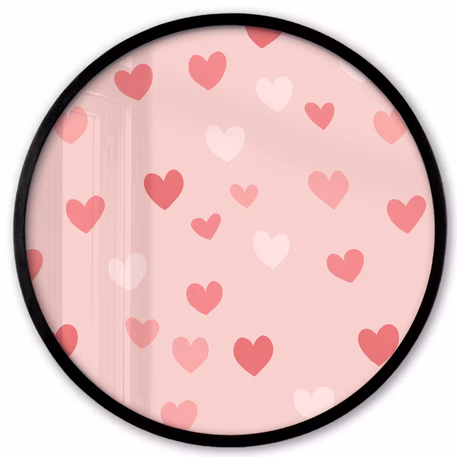 Hartjes - Patroon - Roze - Eenvoudig Fotolijst rond zonder passe partout klein -3d