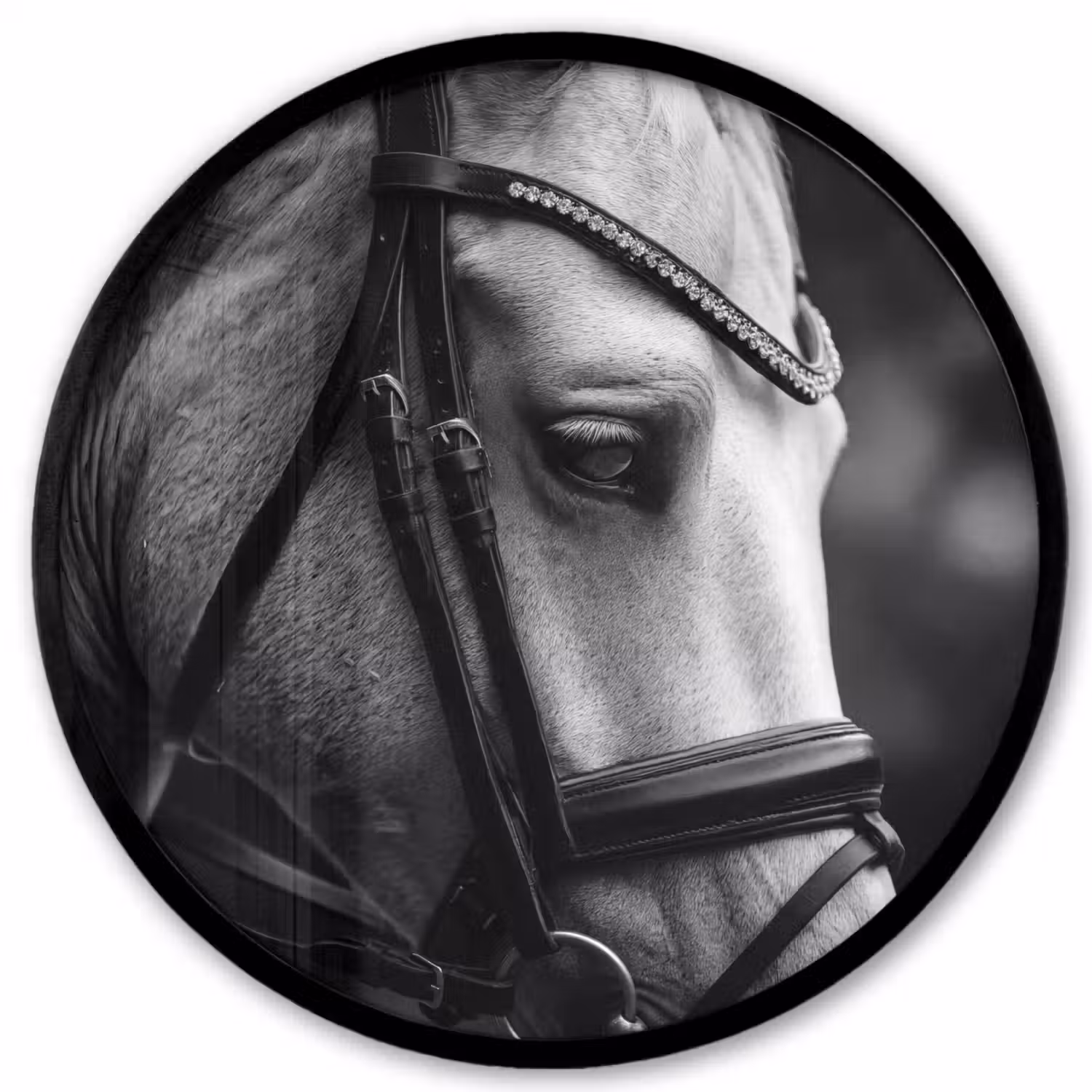 Paard - Schimmel - Portret Fotolijst rond zonder passe partout klein -3d