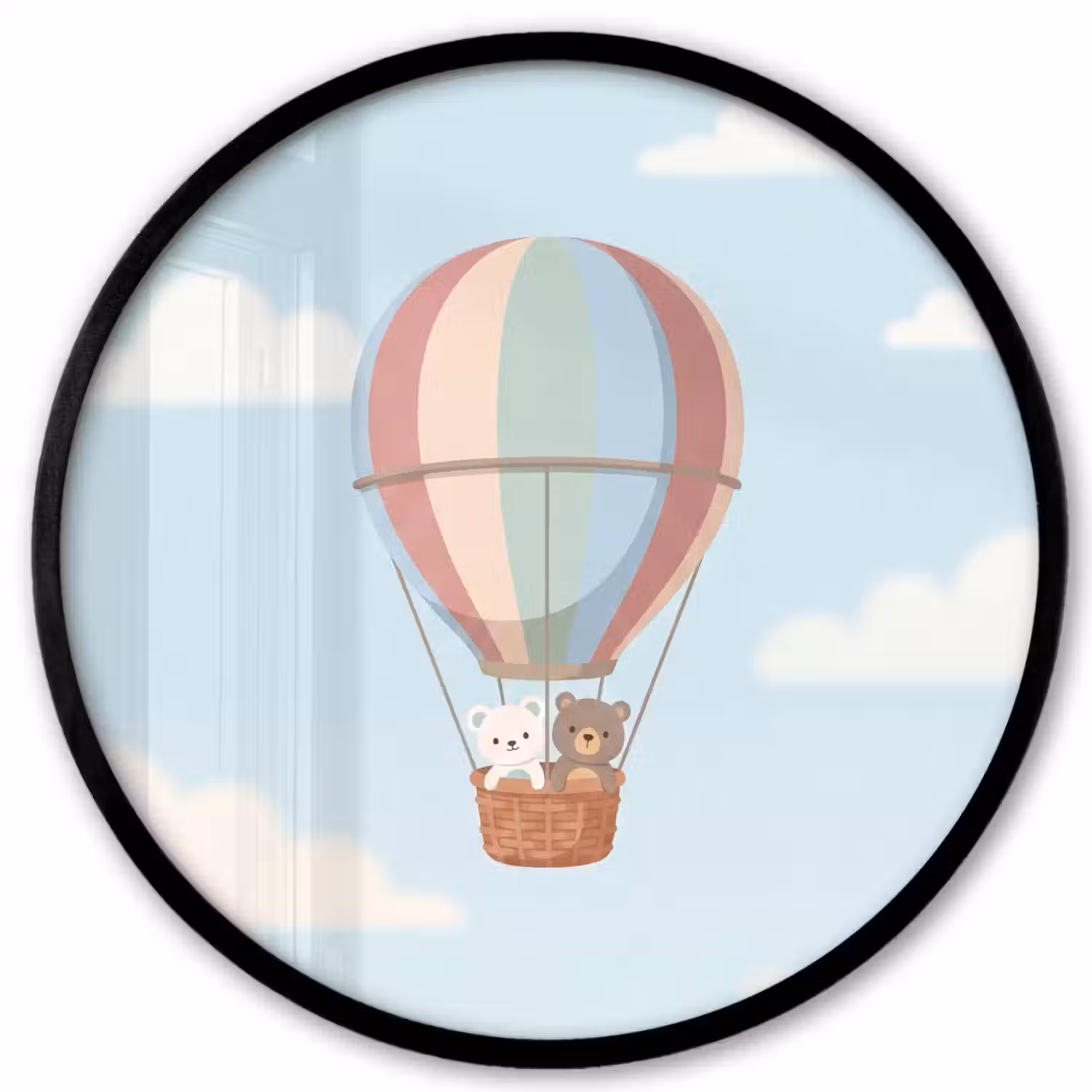 Luchtballon - Beren - Pastel Fotolijst rond zonder passe partout klein -3d