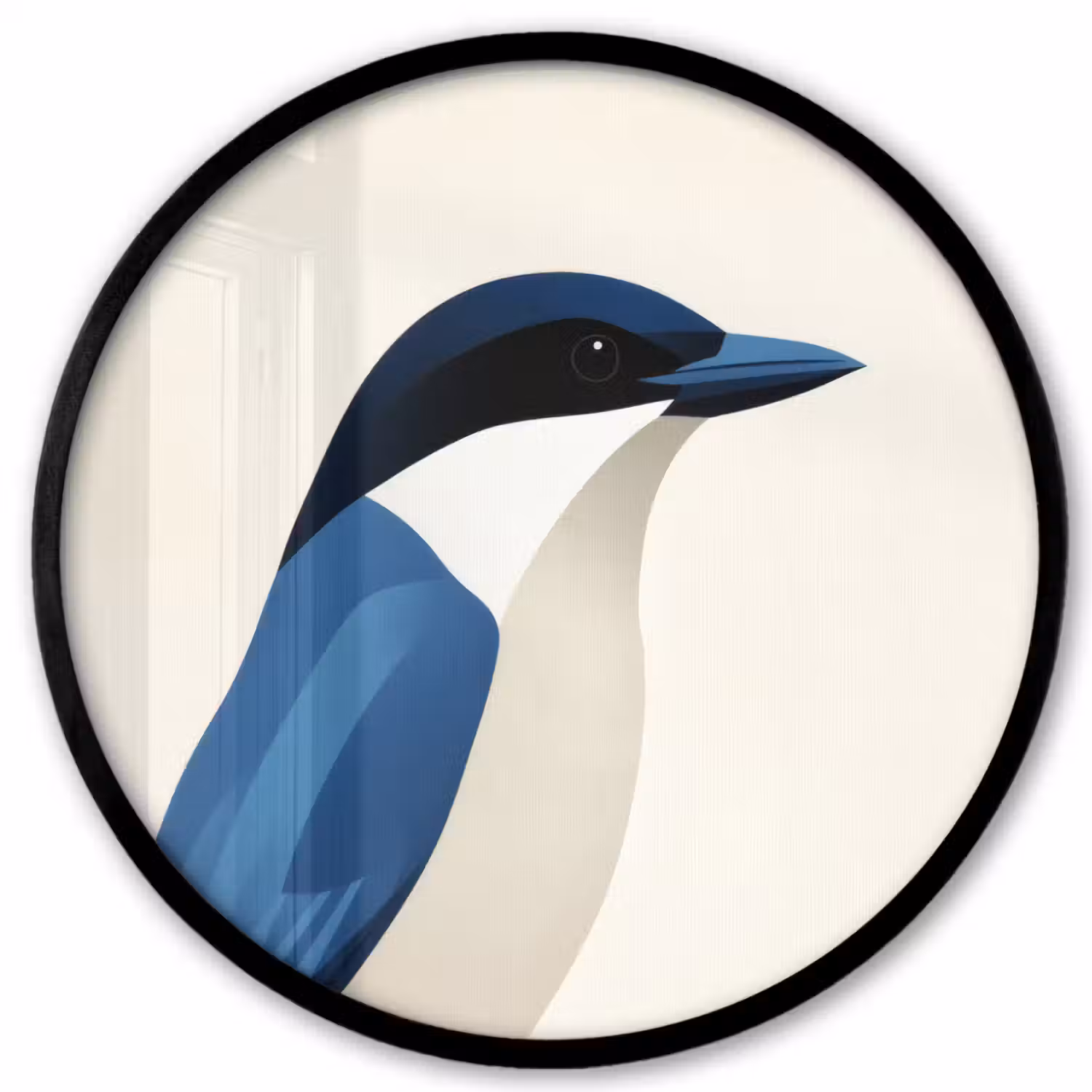 Illustratie - Blauw - Vogel Fotolijst rond zonder passe partout klein -3d