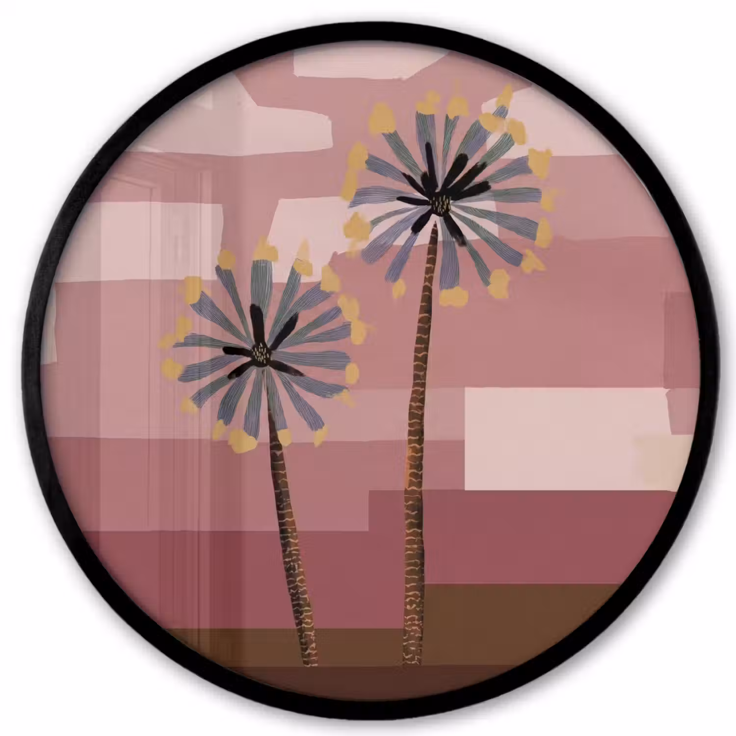 Illustratie - Bloemen - Vlakken - Abstract Fotolijst rond zonder passe partout klein -3d