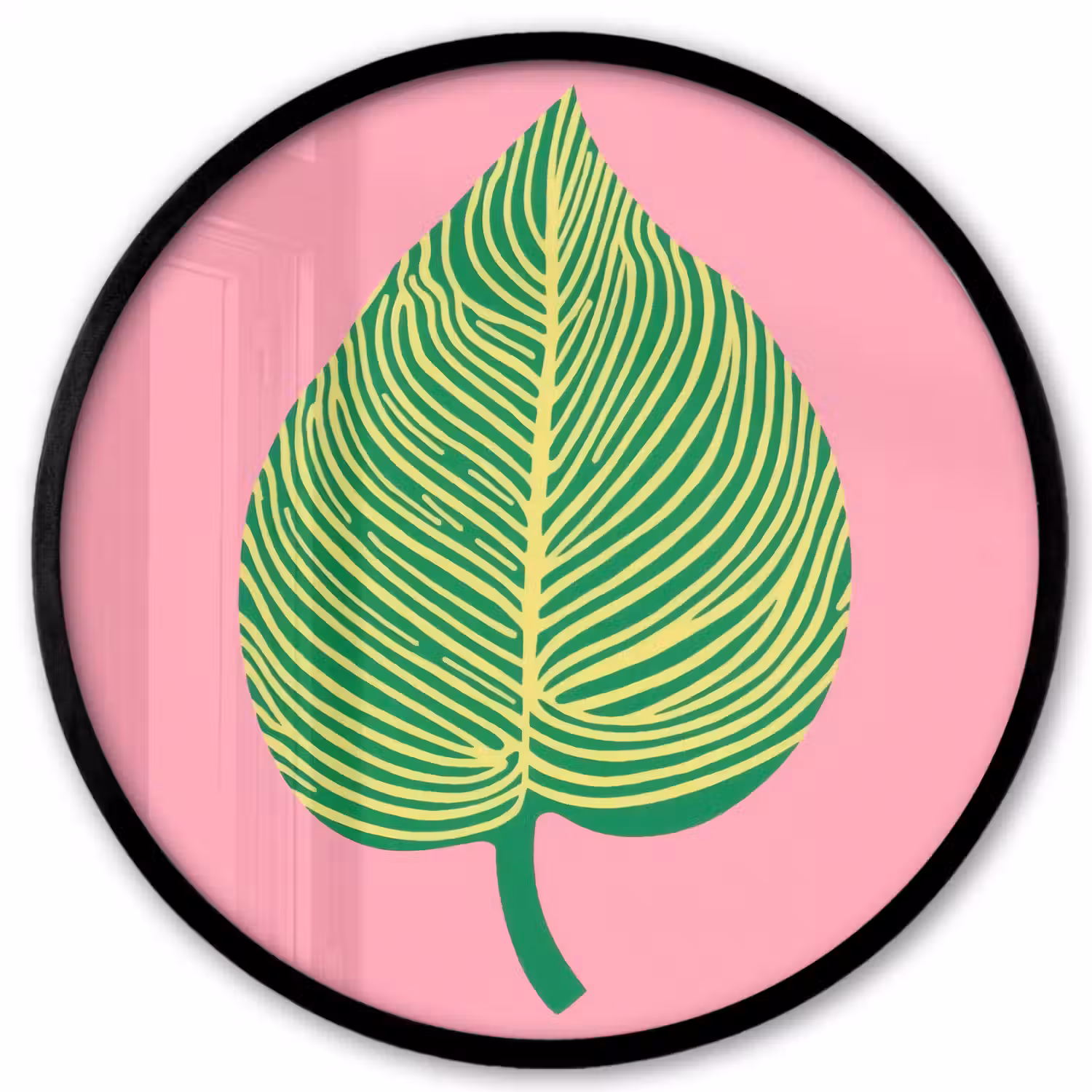 Illustratie - Blad - Minimalistisch - Groen Fotolijst rond zonder passe partout klein -3d