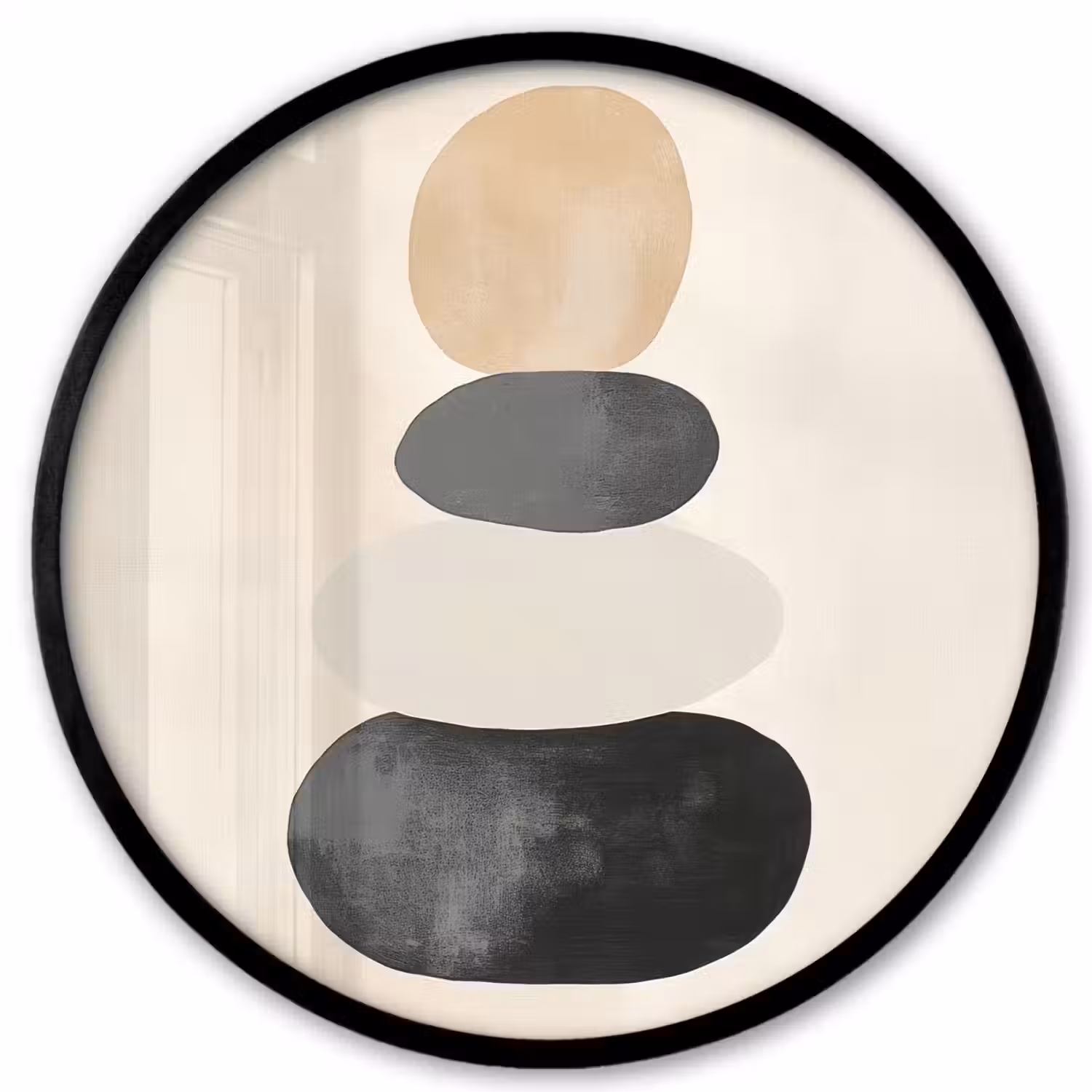Japandi - Wabi sabi - Beige Fotolijst rond zonder passe partout klein -3d